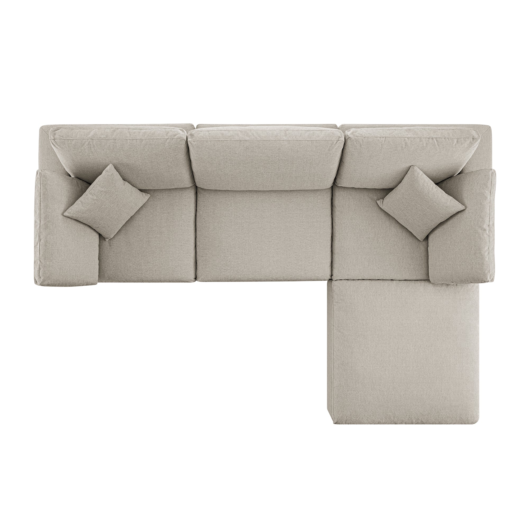 Lutyens Oatmeal Weave Fabric Modular Sofa, 3-Piece Chaise - Image 7
