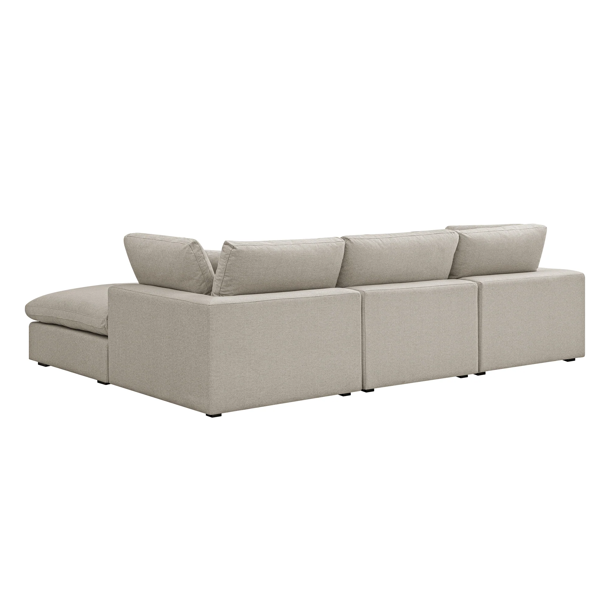 Lutyens Oatmeal Weave Fabric Modular Sofa, 3-Piece Chaise - Image 9