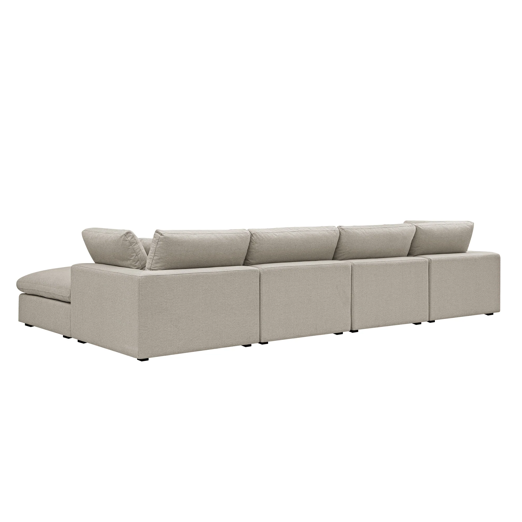 Lutyens Oatmeal Weave Fabric Modular Sofa, 4-Piece Chaise - Image 7