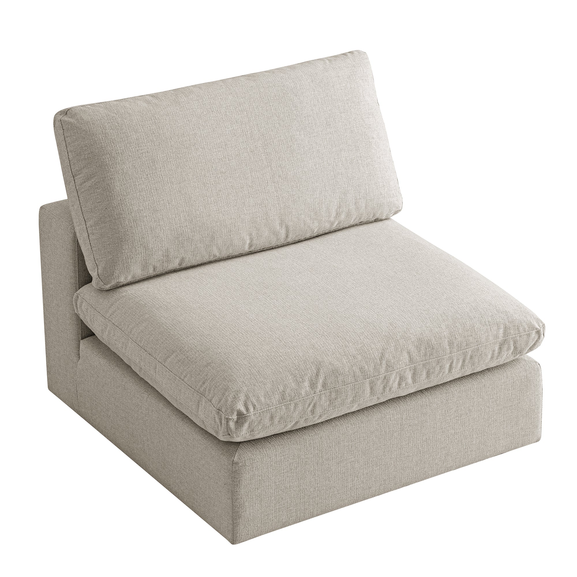 Lutyens Oatmeal Weave Fabric Modular Sofa, Armless Seat - Image 4