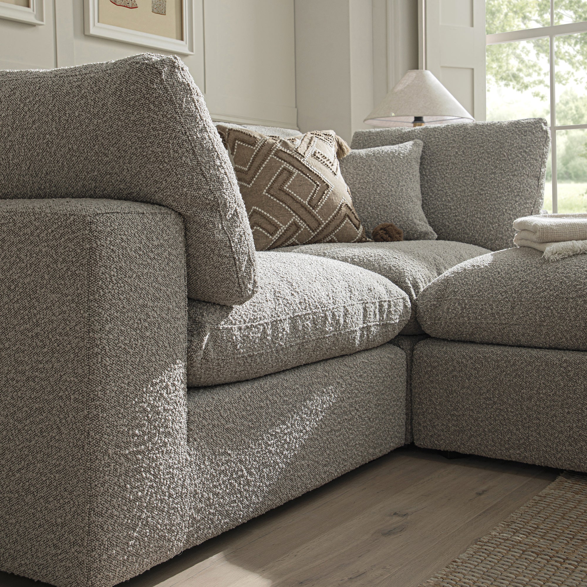 Lutyens Taupe Boucle Modular Sofa, 2-Piece Chaise - Image 5