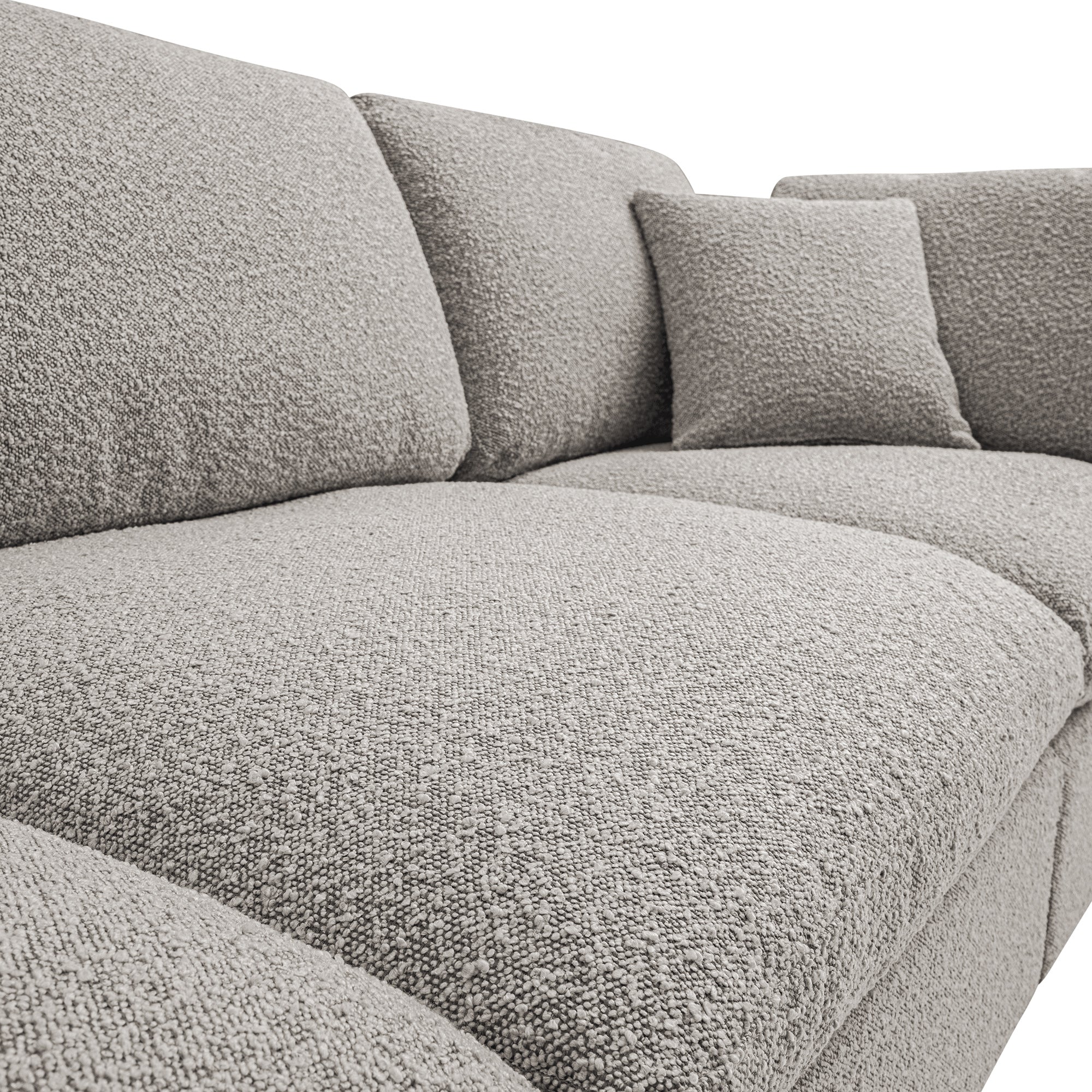 Lutyens Taupe Boucle Modular Sofa, 3-Piece Chaise - Image 8