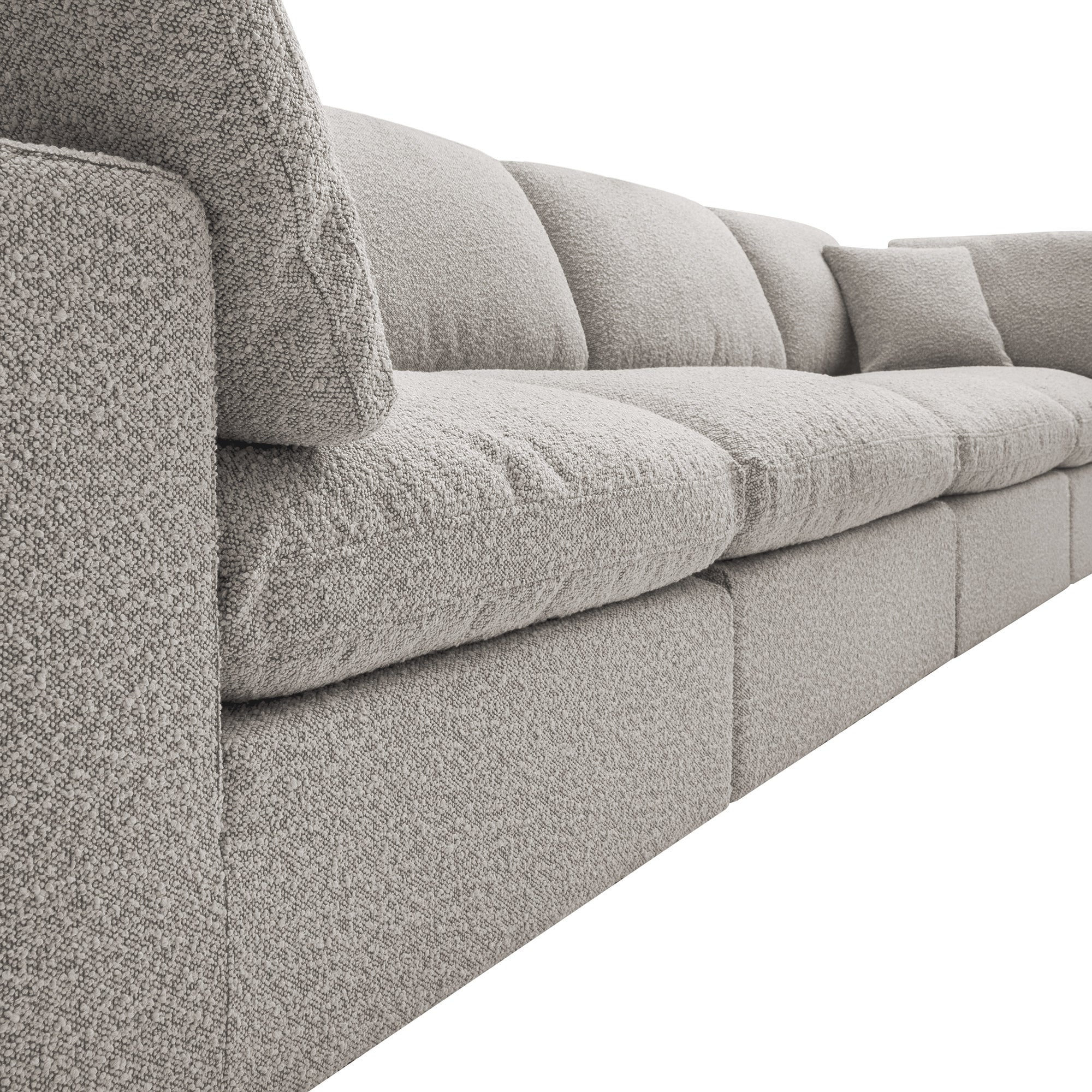 Lutyens Taupe Boucle Modular Sofa, 4-Piece Chaise - Image 9