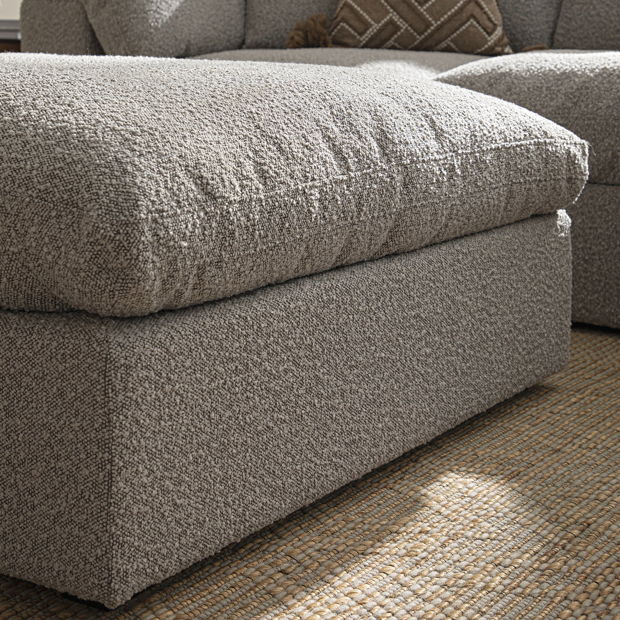 Lutyens Taupe Boucle Modular Sofa, Stool - Image 4