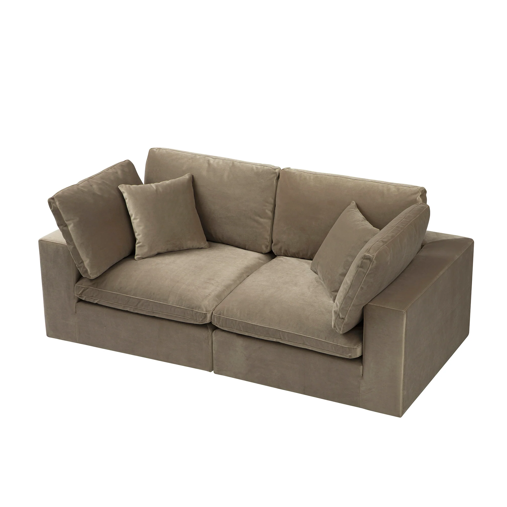 Lutyens Taupe Velvet Modular Sofa, 2-Piece - Image 4
