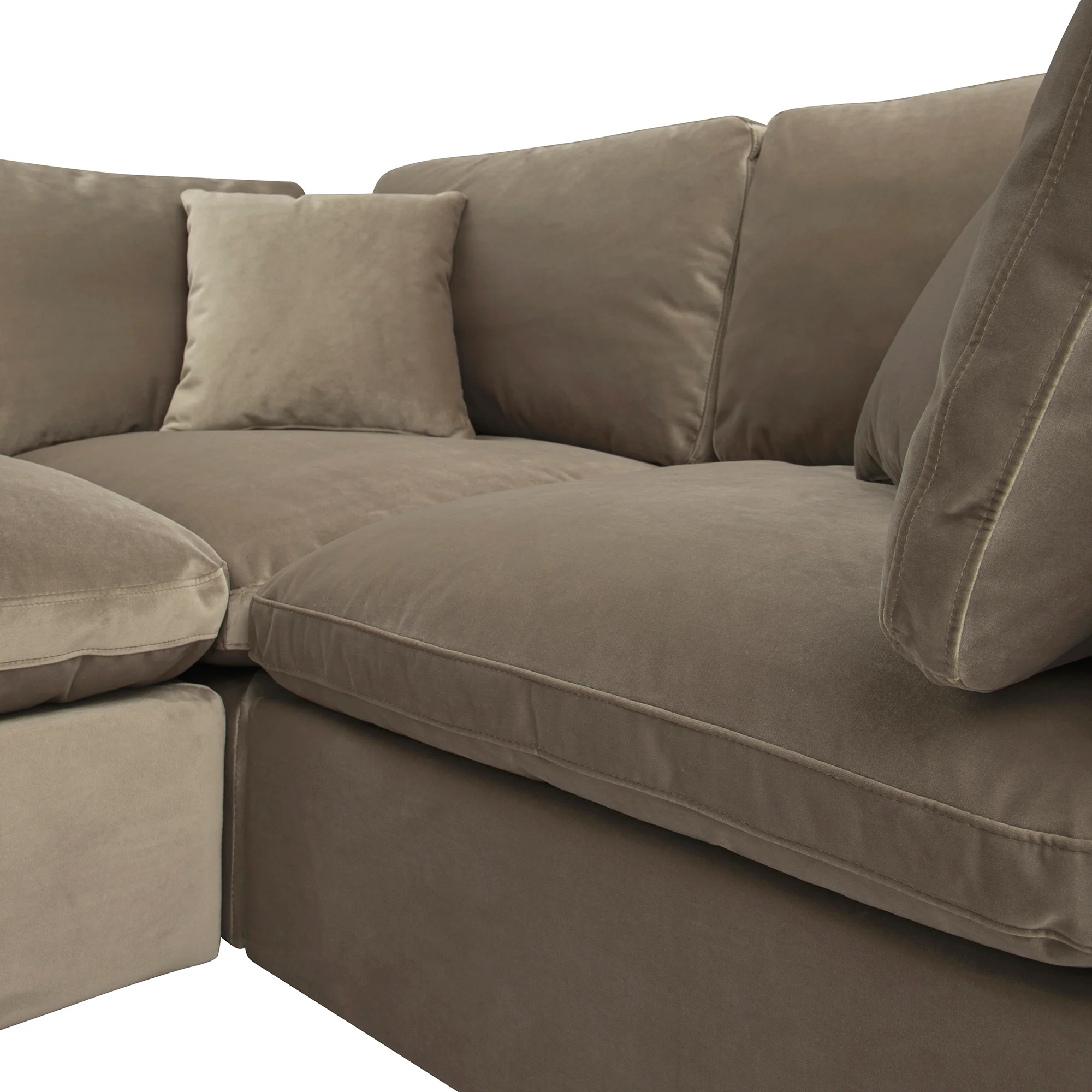 Lutyens Taupe Velvet Modular Sofa, 2-Piece Chaise - Image 8