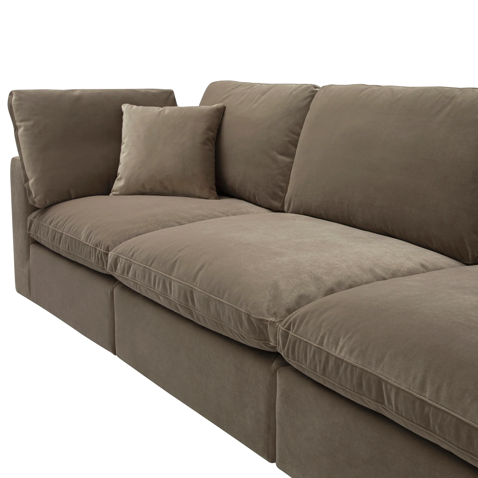 Lutyens Taupe Velvet Modular Sofa, 3-Piece - Image 14