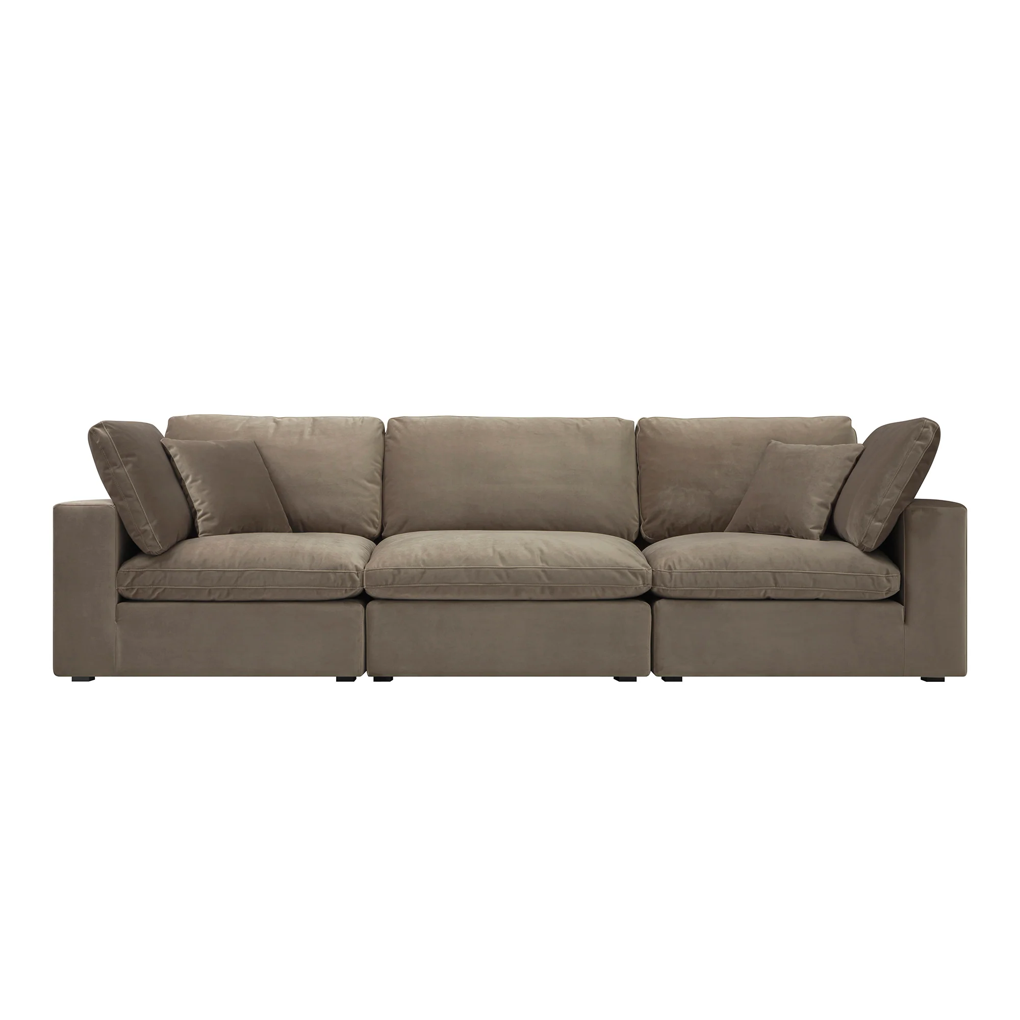 Lutyens Taupe Velvet Modular Sofa, 3-Piece - Image 7