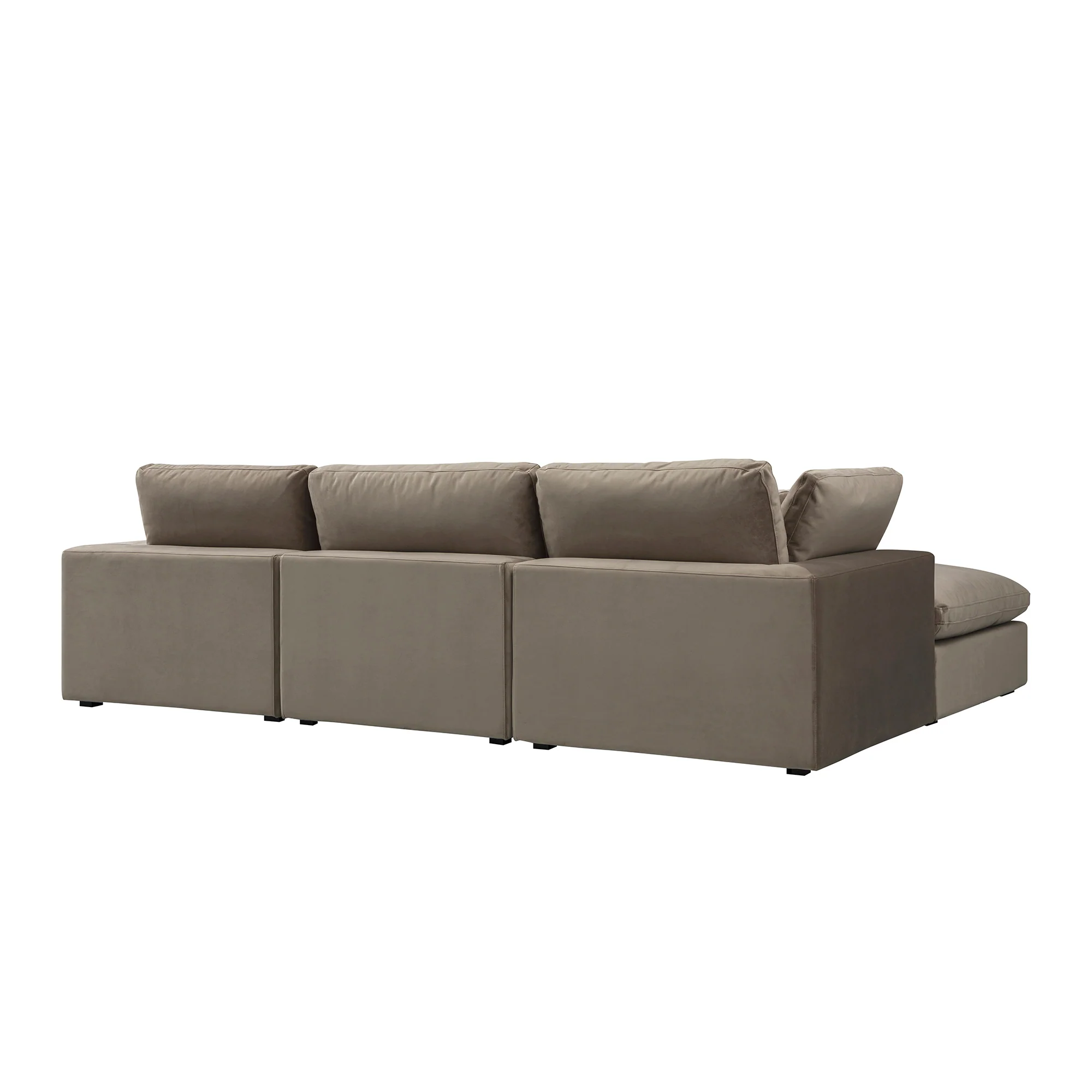 Lutyens Taupe Velvet Modular Sofa, 3-Piece Chaise - Image 7