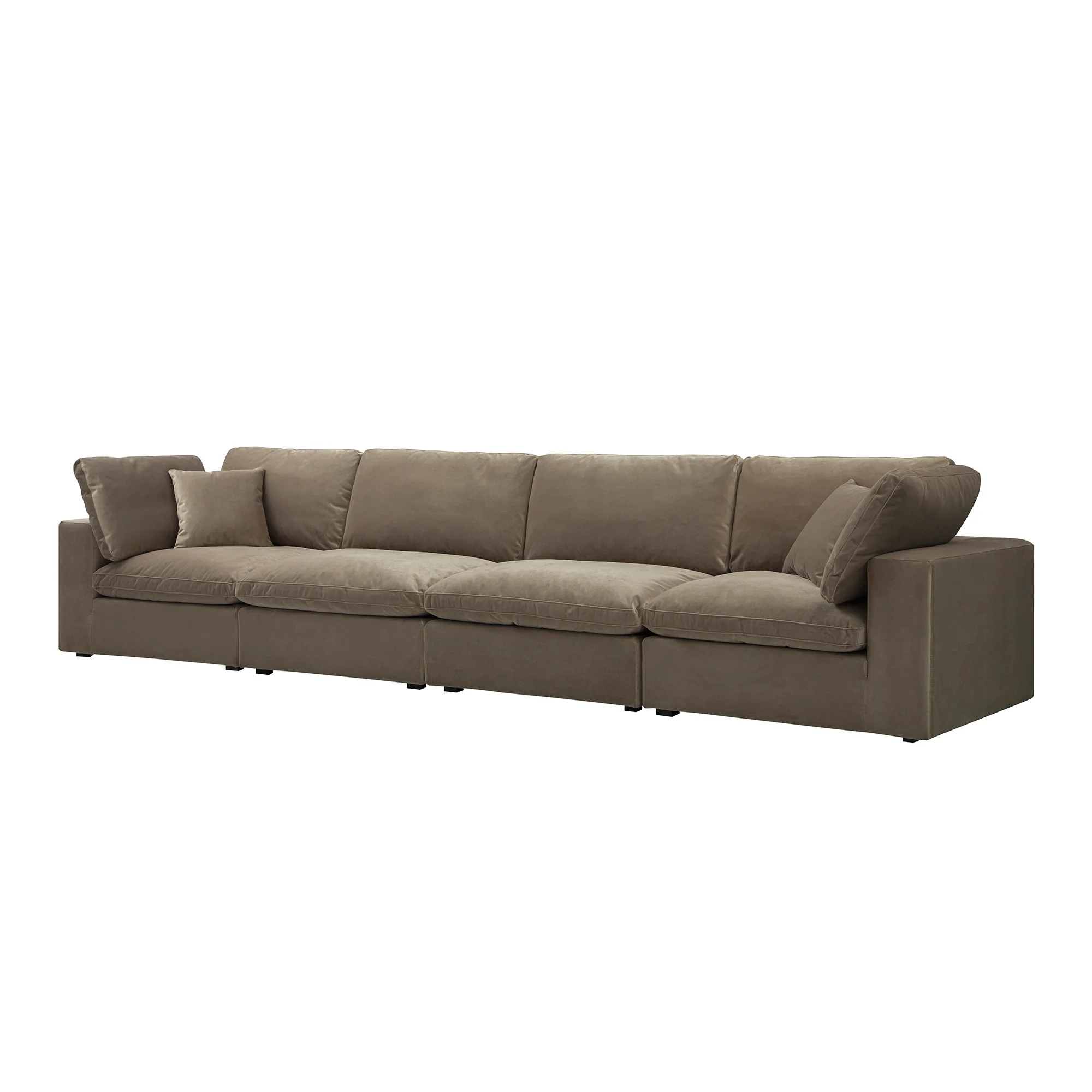 Lutyens Taupe Velvet Modular Sofa, 4-Piece - Image 2