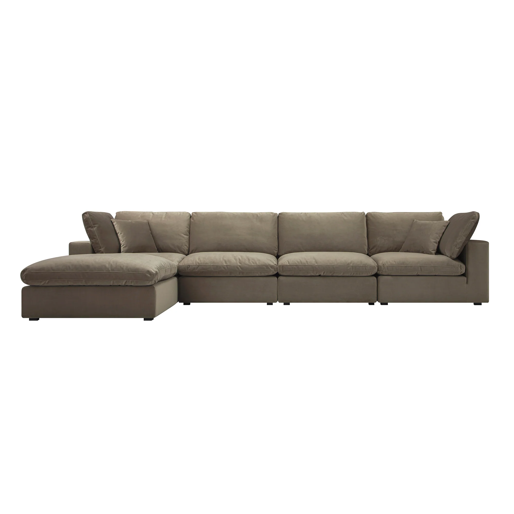 Lutyens Taupe Velvet Modular Sofa, 4-Piece Chaise - Image 2