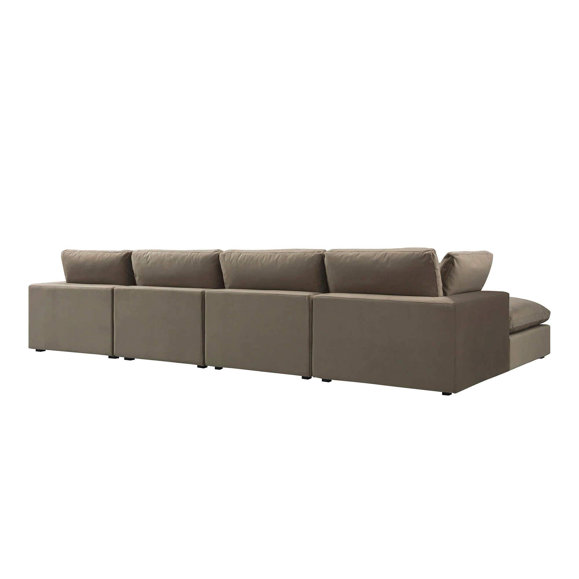 Lutyens Taupe Velvet Modular Sofa, 4-Piece Chaise - Image 6