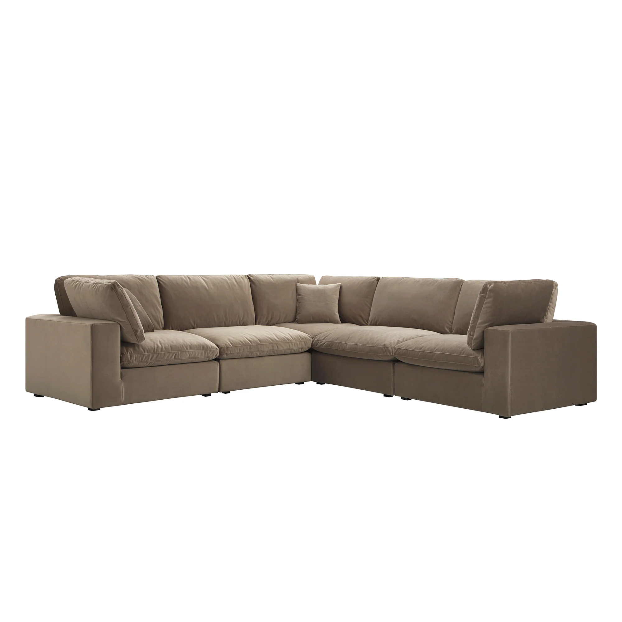 Lutyens Taupe Velvet Modular Sofa, 5-Piece Corner Set - Image 2