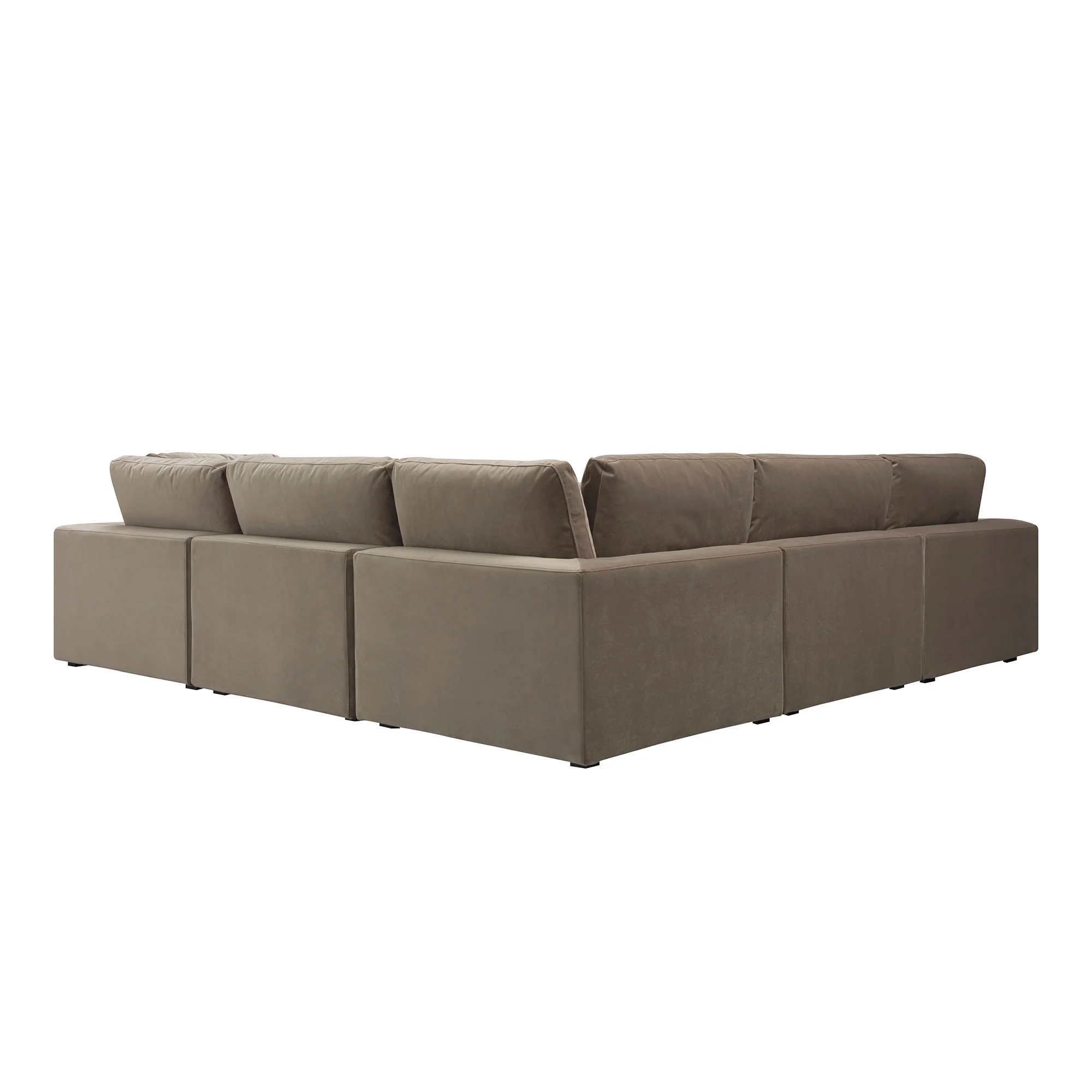 Lutyens Taupe Velvet Modular Sofa, 5-Piece Corner Set - Image 5