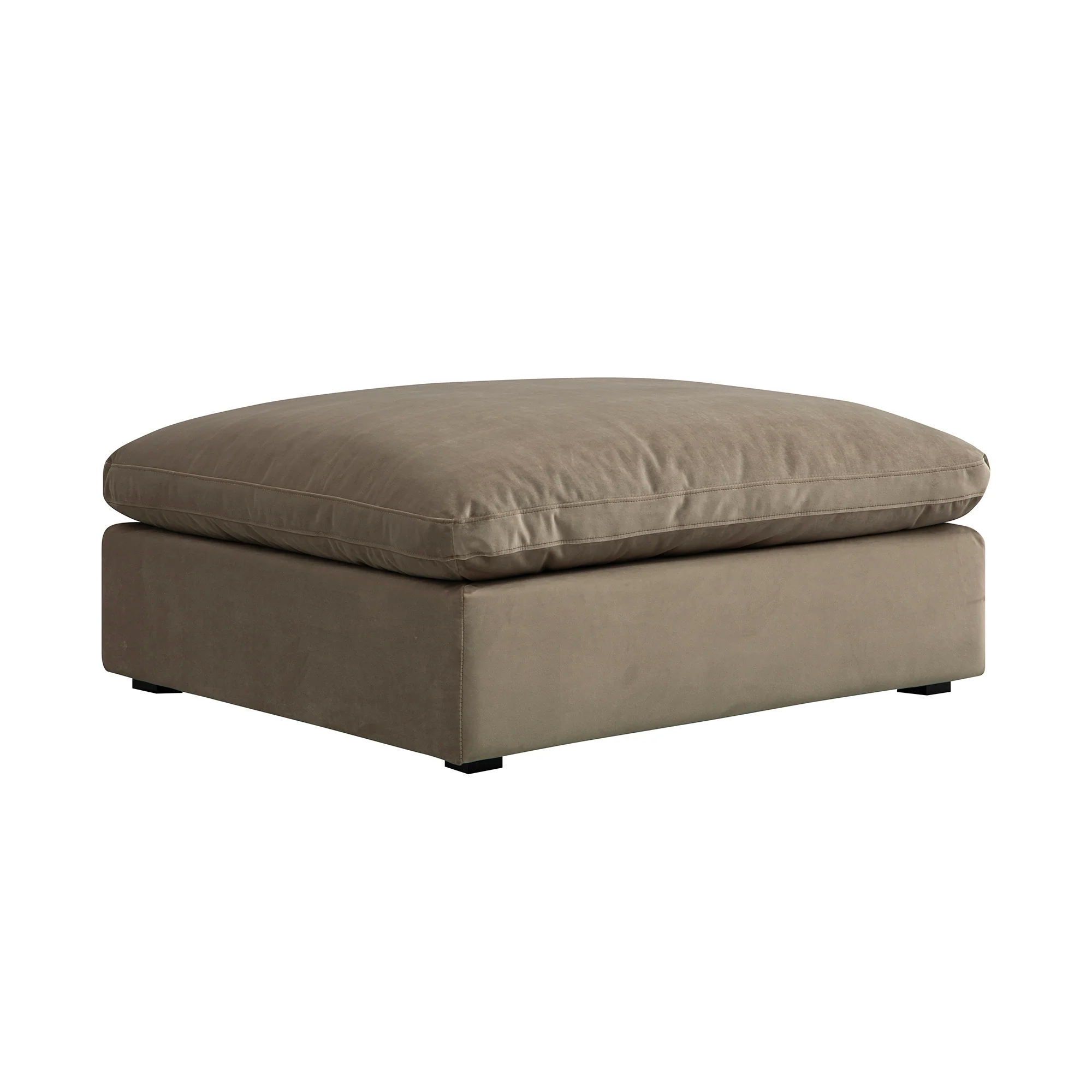 Lutyens Taupe Velvet Modular Sofa, Stool - Image 6