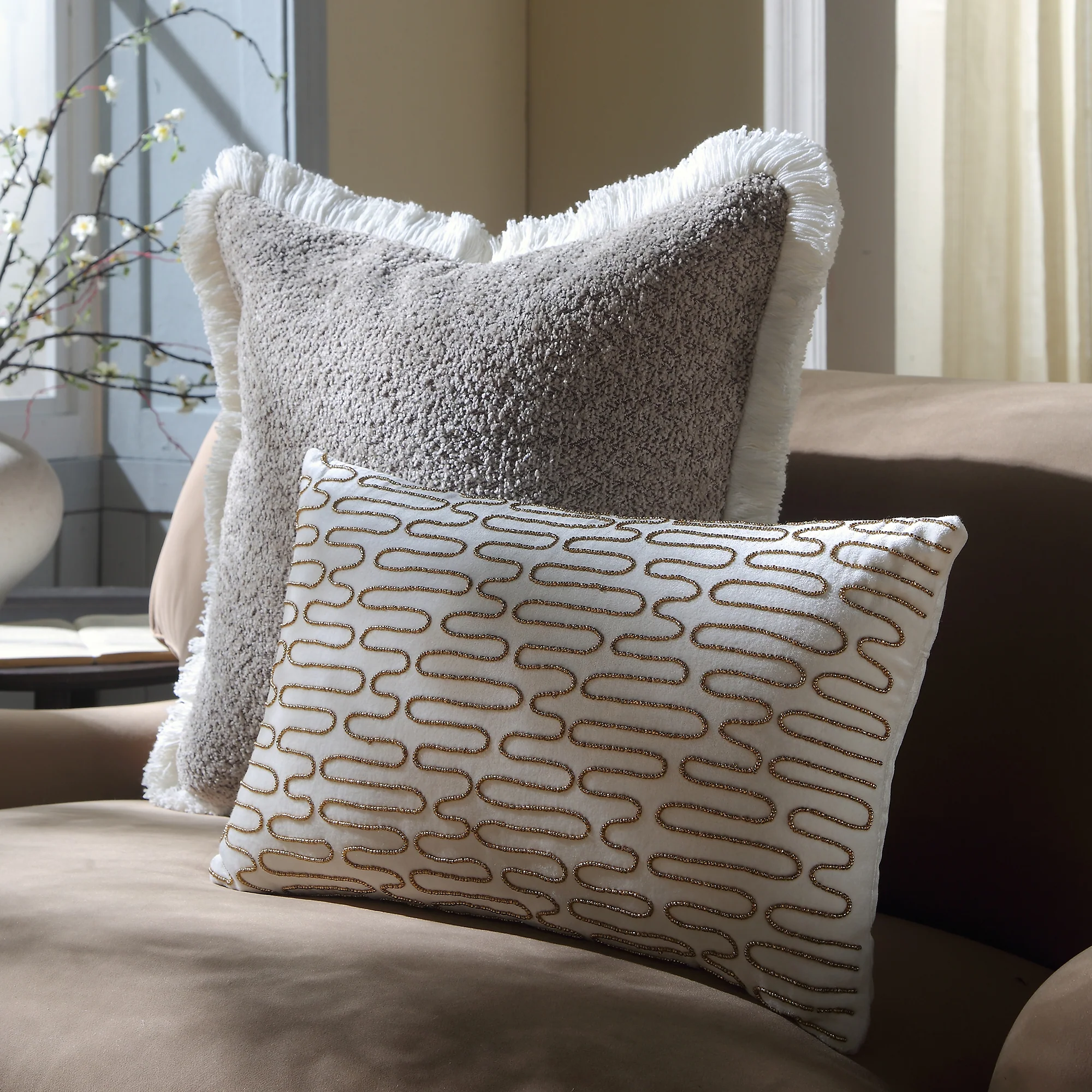 Luxe Collection Allegra Hand Beaded Velvet Cushion - Image 2