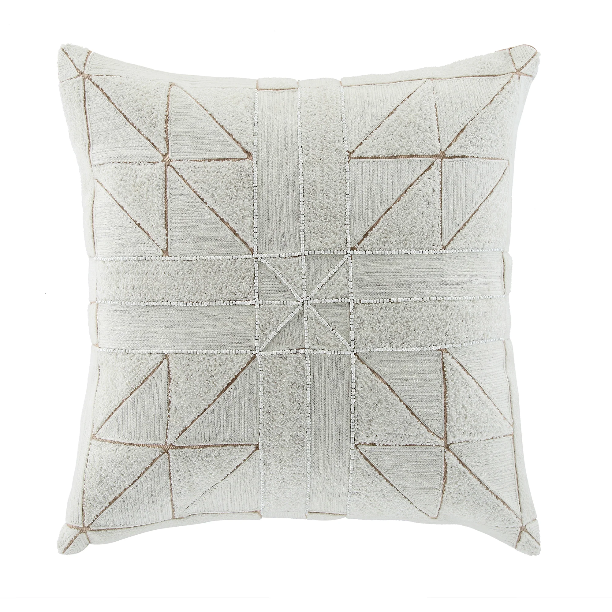 Luxe Collection Victoria Bouclé Patchwork Hand Beaded Cushion - Image 4