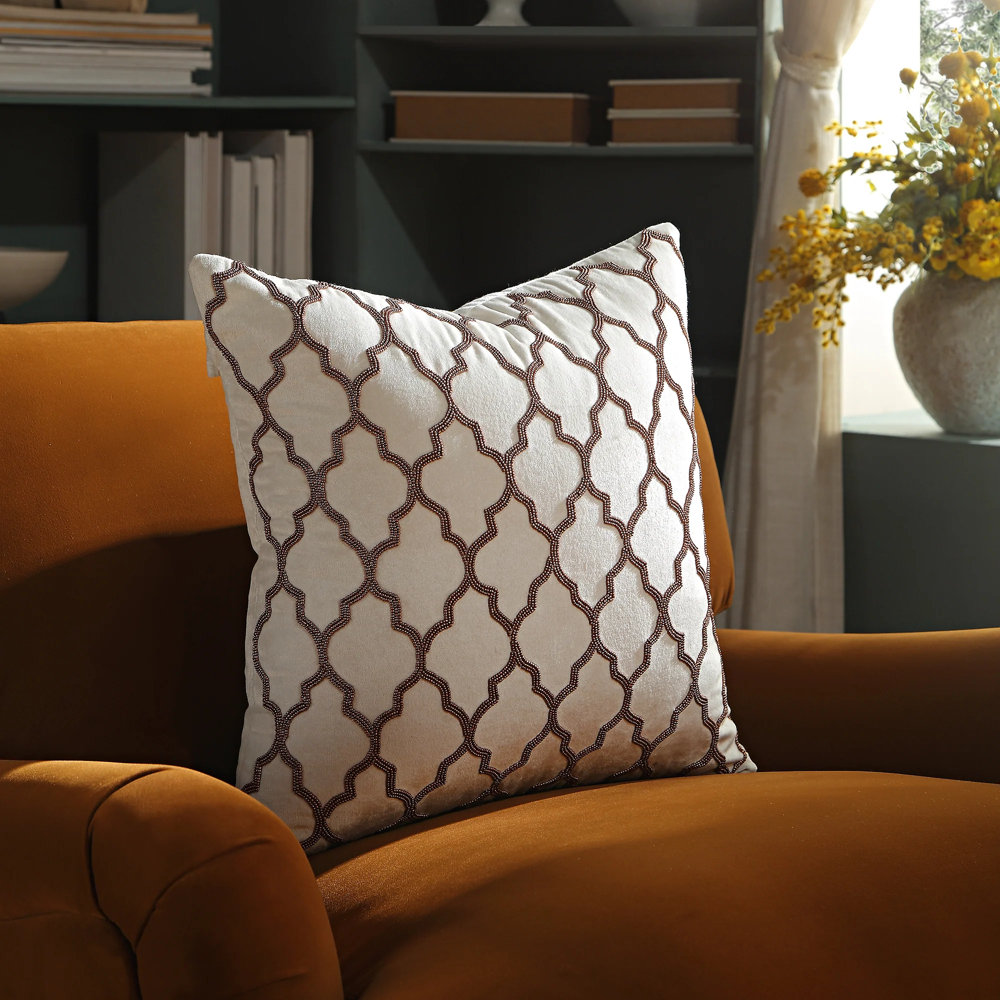 Luxe Collection Trellis Hand Beaded Cushion - Image 2