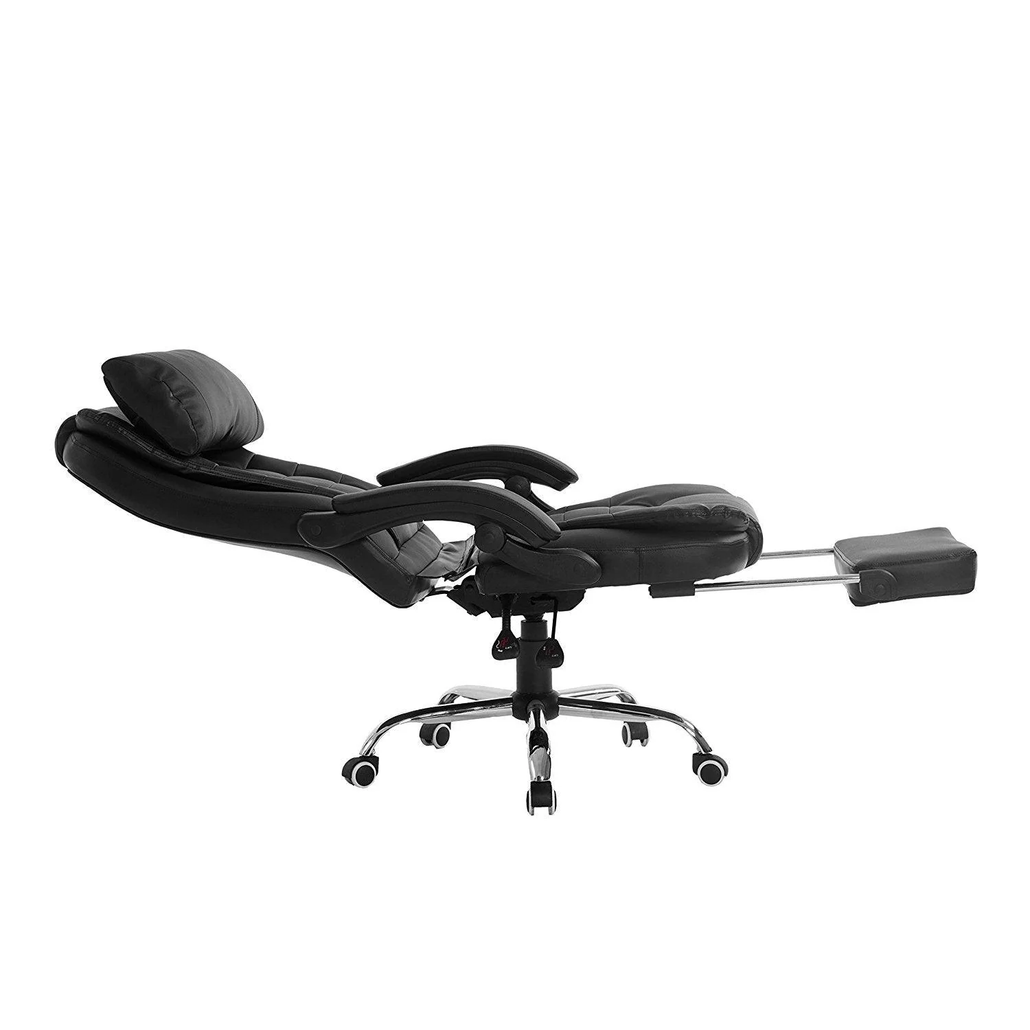 Luxury Extra Padded High Back Recline Faux Leather Relaxing Executive Chair With Footrest, MR34 Black - Image 5