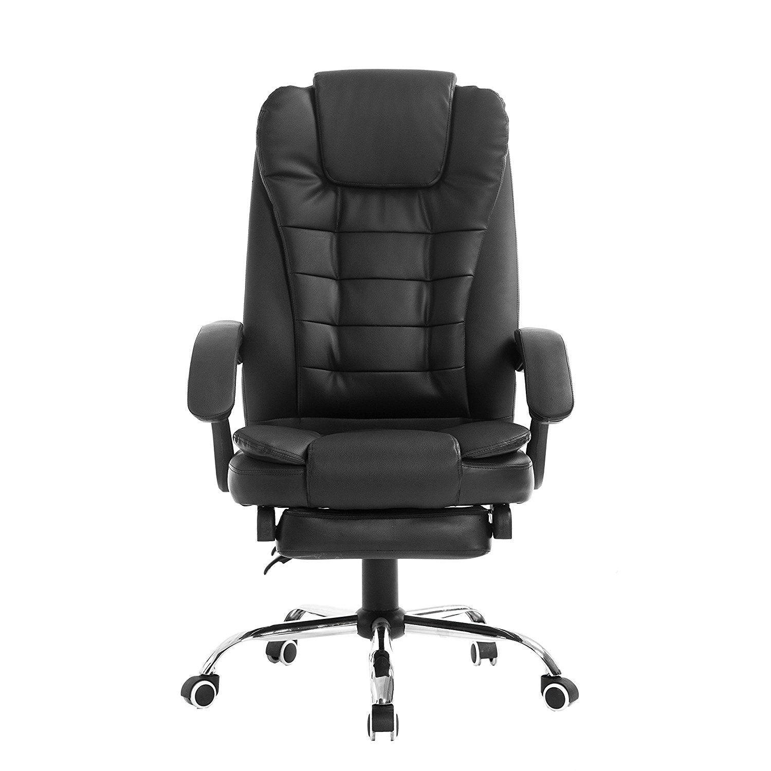 Luxury Extra Padded High Back Recline Faux Leather Relaxing Executive Chair With Footrest, MR34 Black - Image 6