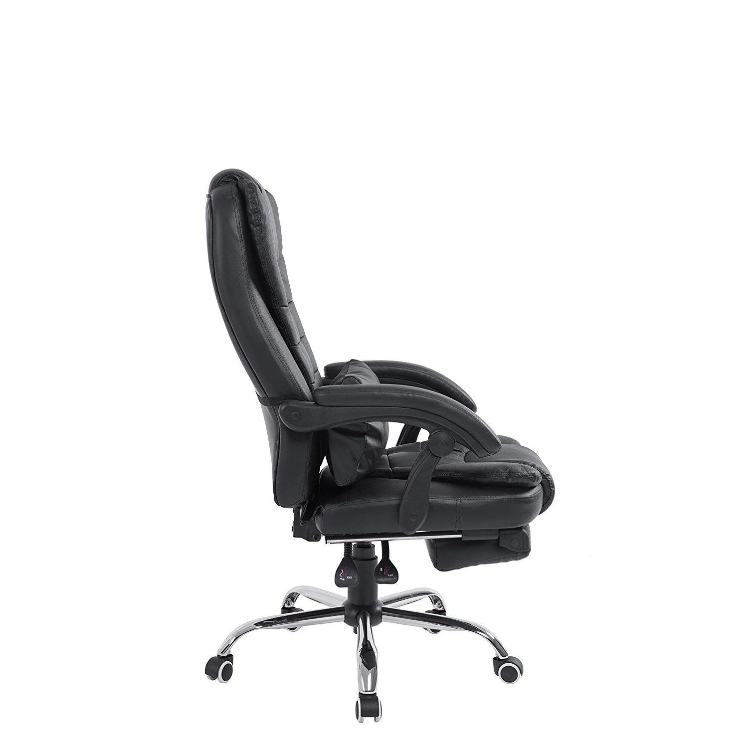 Luxury Extra Padded High Back Recline Faux Leather Relaxing Executive Chair With Footrest, MR34 Black - Image 7