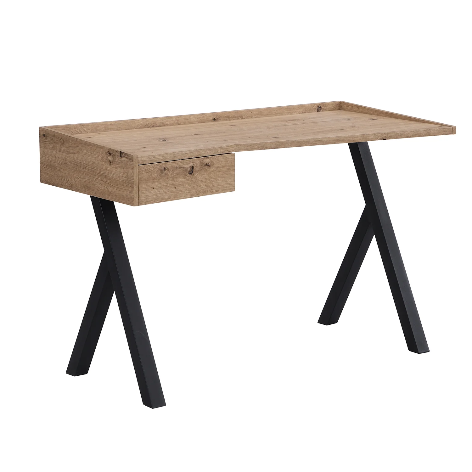 Lytton 1-Drawer Oak Effect Desk with Angled Desk Top - Image 4