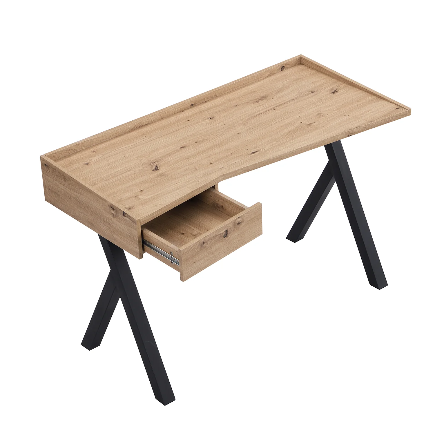 Lytton 1-Drawer Oak Effect Desk with Angled Desk Top - Image 8