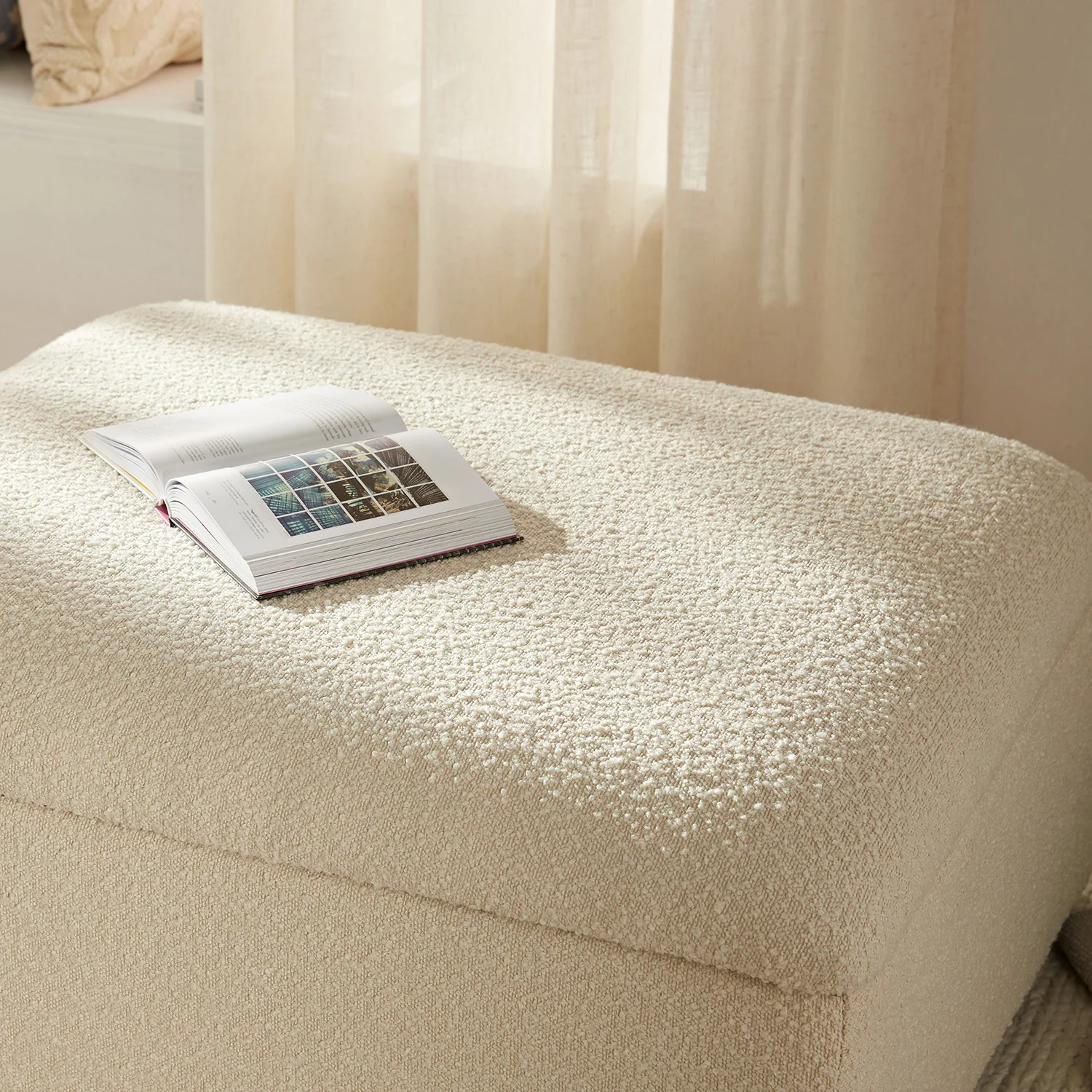 Magda Fold-Out Single Bed in an Ottoman, Beige Boucle - Image 11