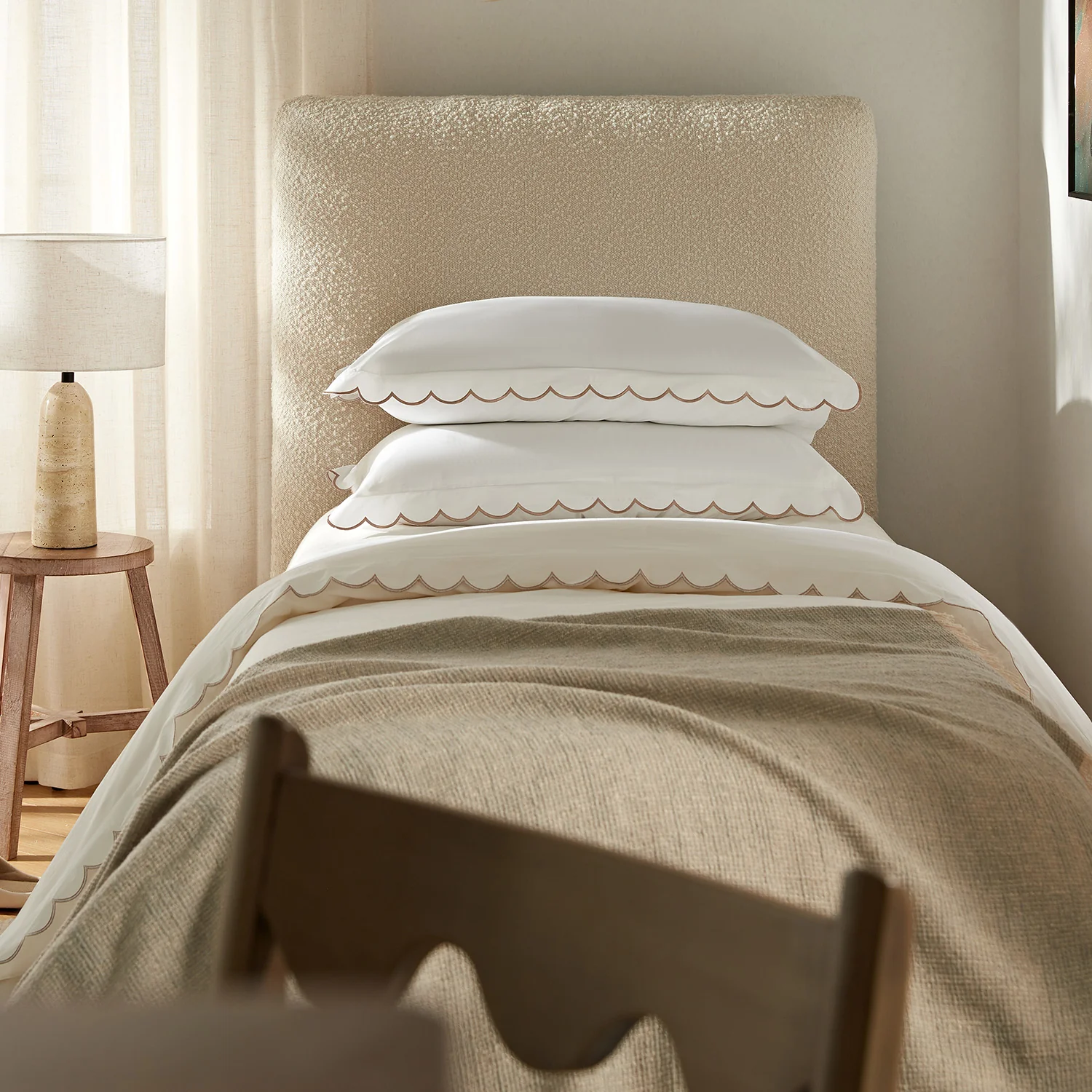 Magda Fold-Out Single Bed in an Ottoman, Beige Boucle - Image 5