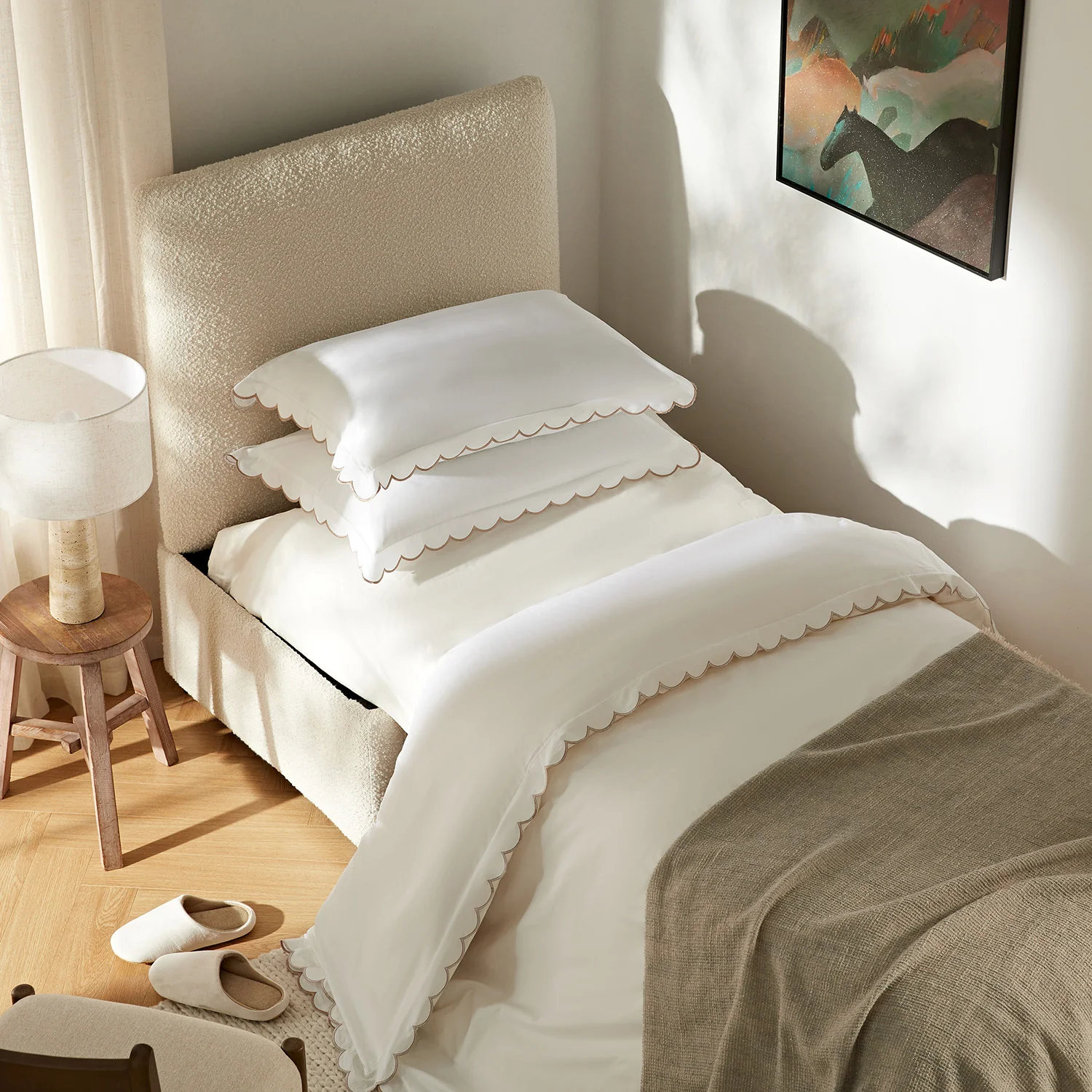 Magda Fold-Out Single Bed in an Ottoman, Beige Boucle - Image 7