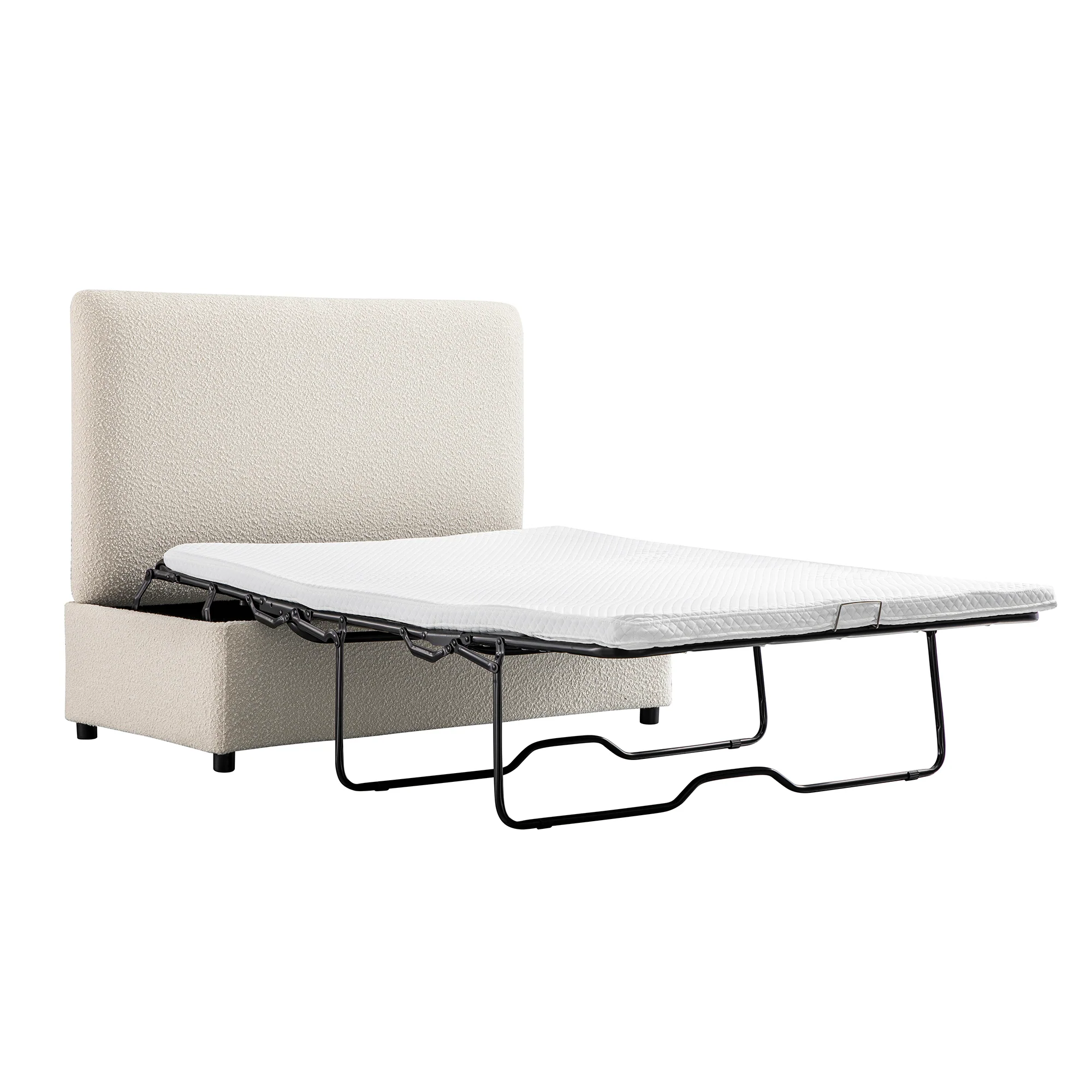 Magda Fold-Out Small Double Bed in an Ottoman, Beige Boucle - Image 11