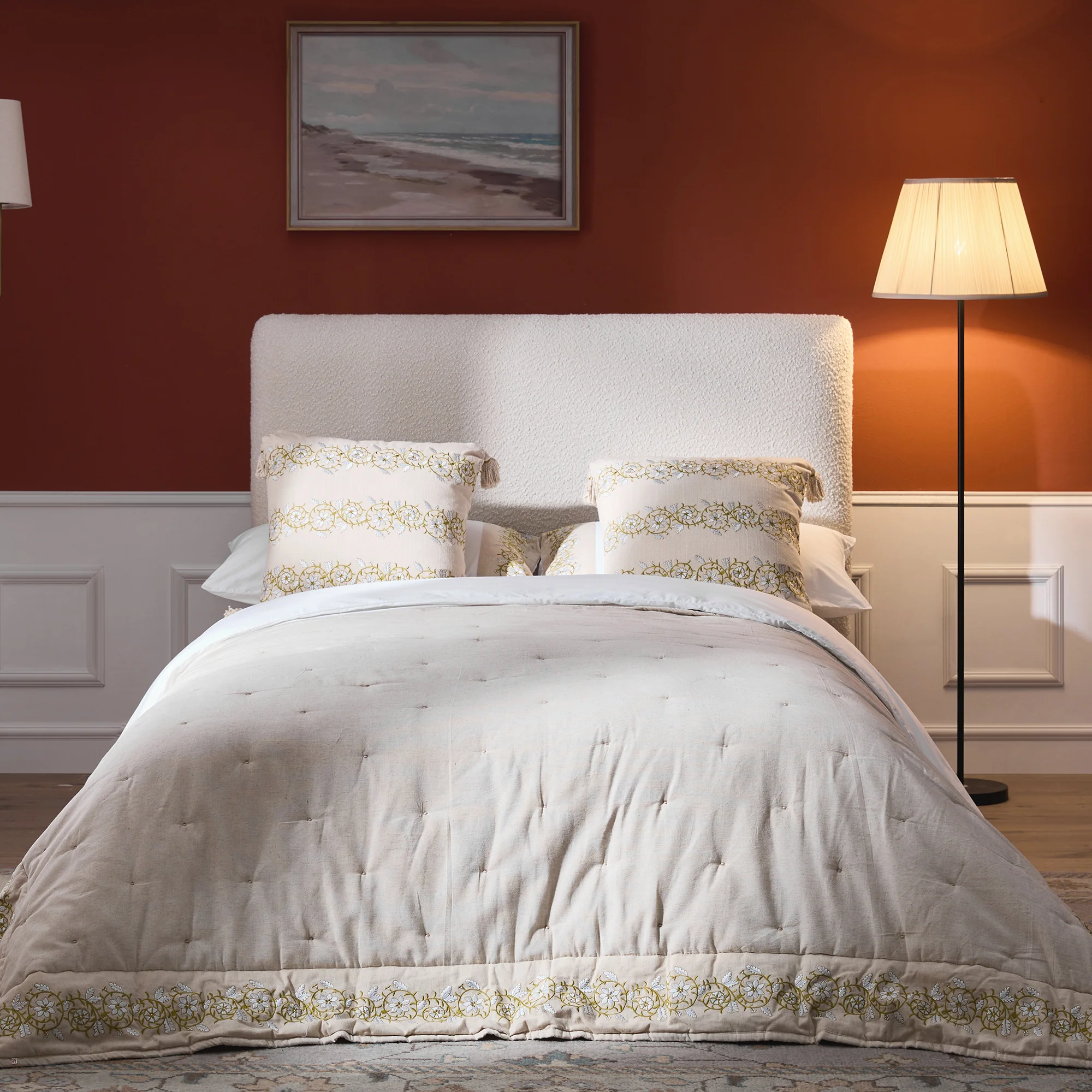 Magda Fold-Out Small Double Bed in an Ottoman, Beige Boucle - Image 4