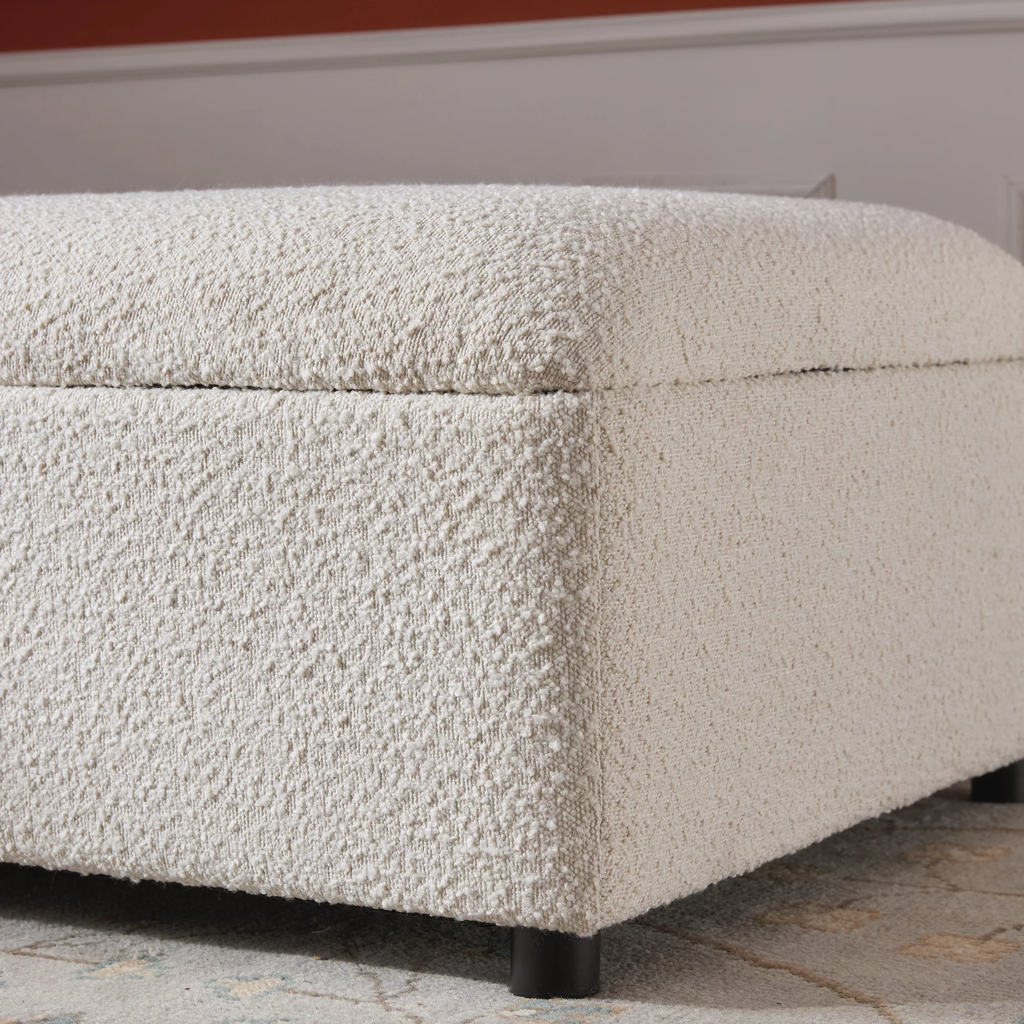 Magda Fold-Out Small Double Bed in an Ottoman, Beige Boucle - Image 7