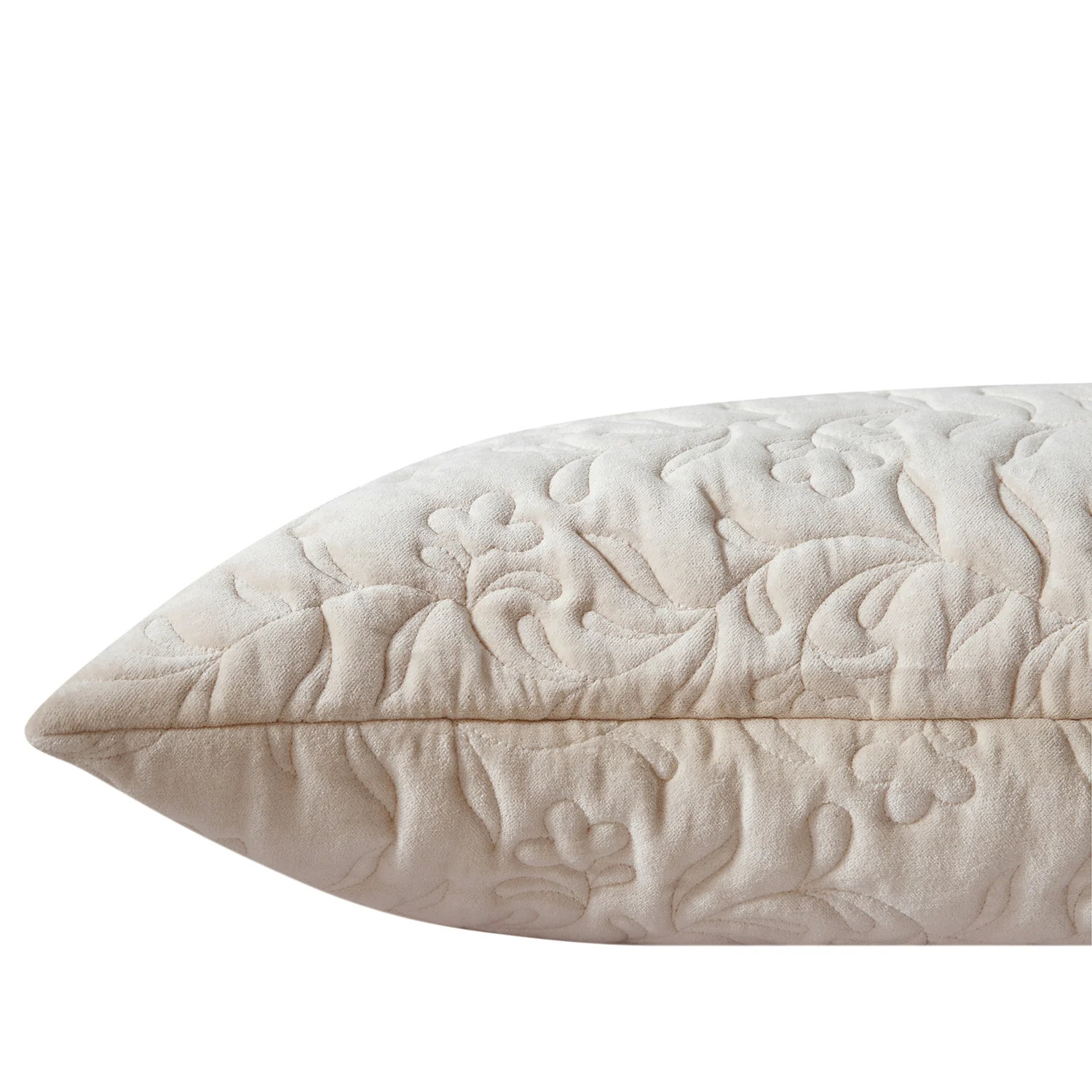 Maison Cream Floral Quilted Cotton Velvet Cushion - Image 2
