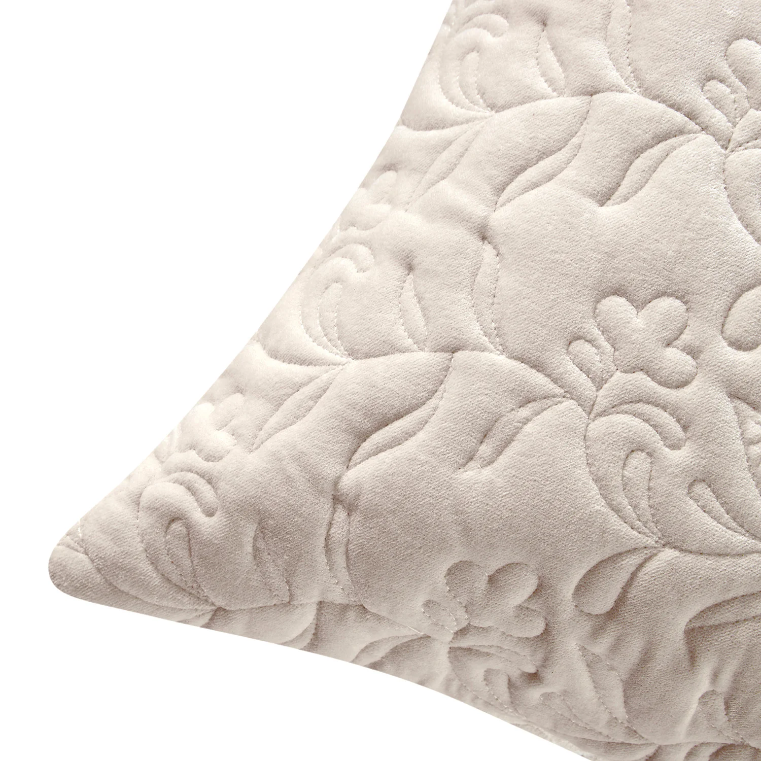 Maison Cream Floral Quilted Cotton Velvet Cushion - Image 3