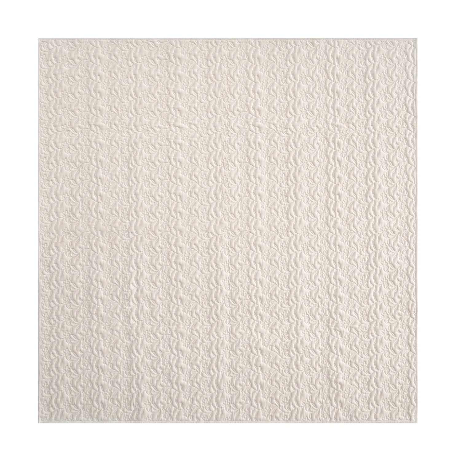 Maison Cream Floral Quilted Cotton Velvet Bedspread - Image 3
