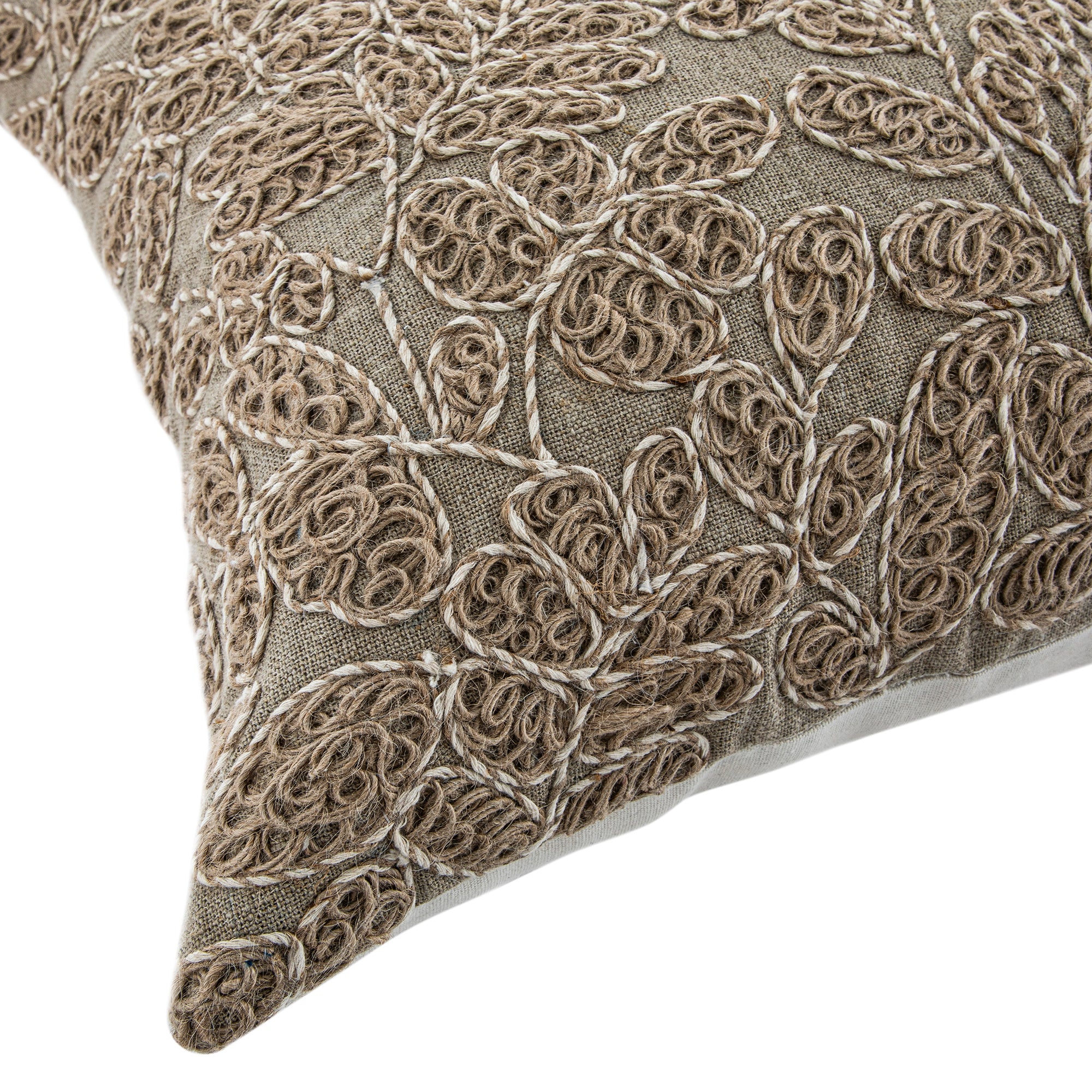 Maison Neutral Giselle Linen Embroidered Cushion - Image 3