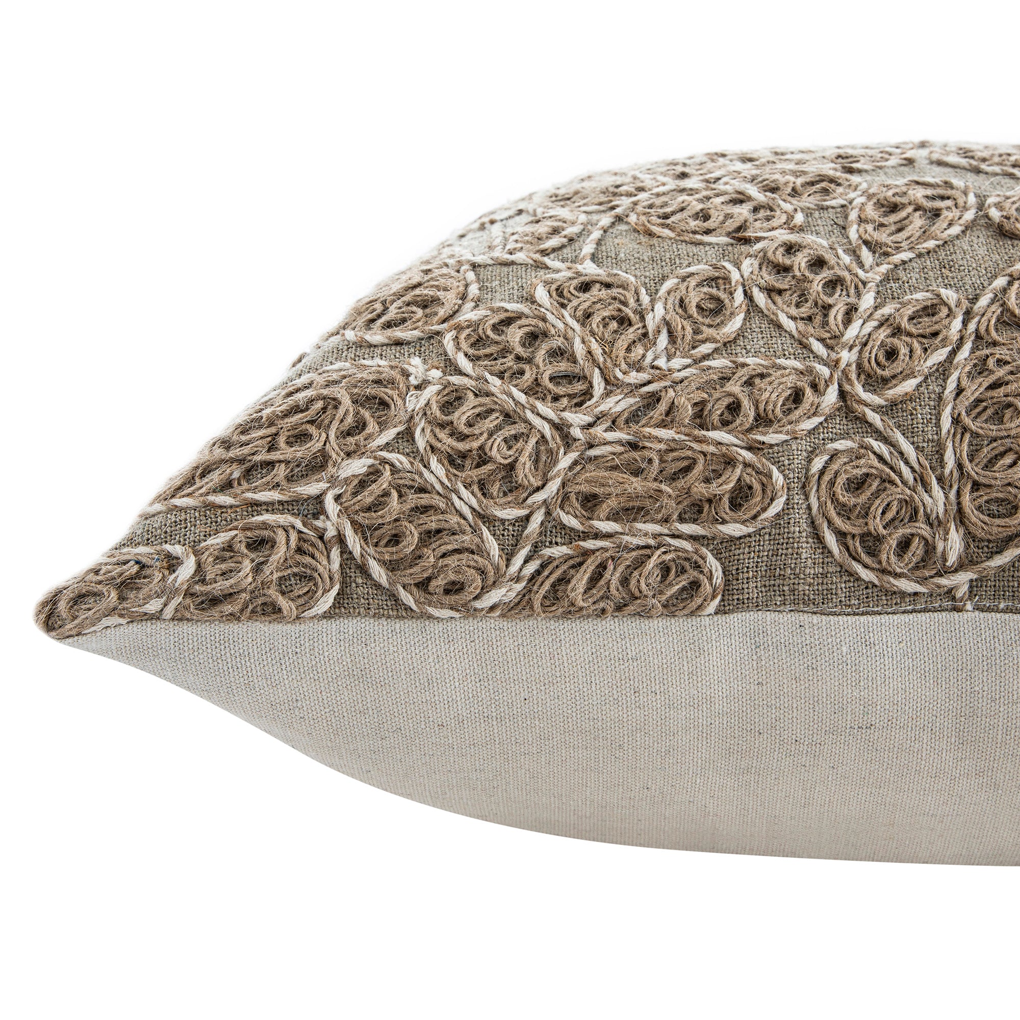 Maison Neutral Giselle Linen Embroidered Cushion - Image 4