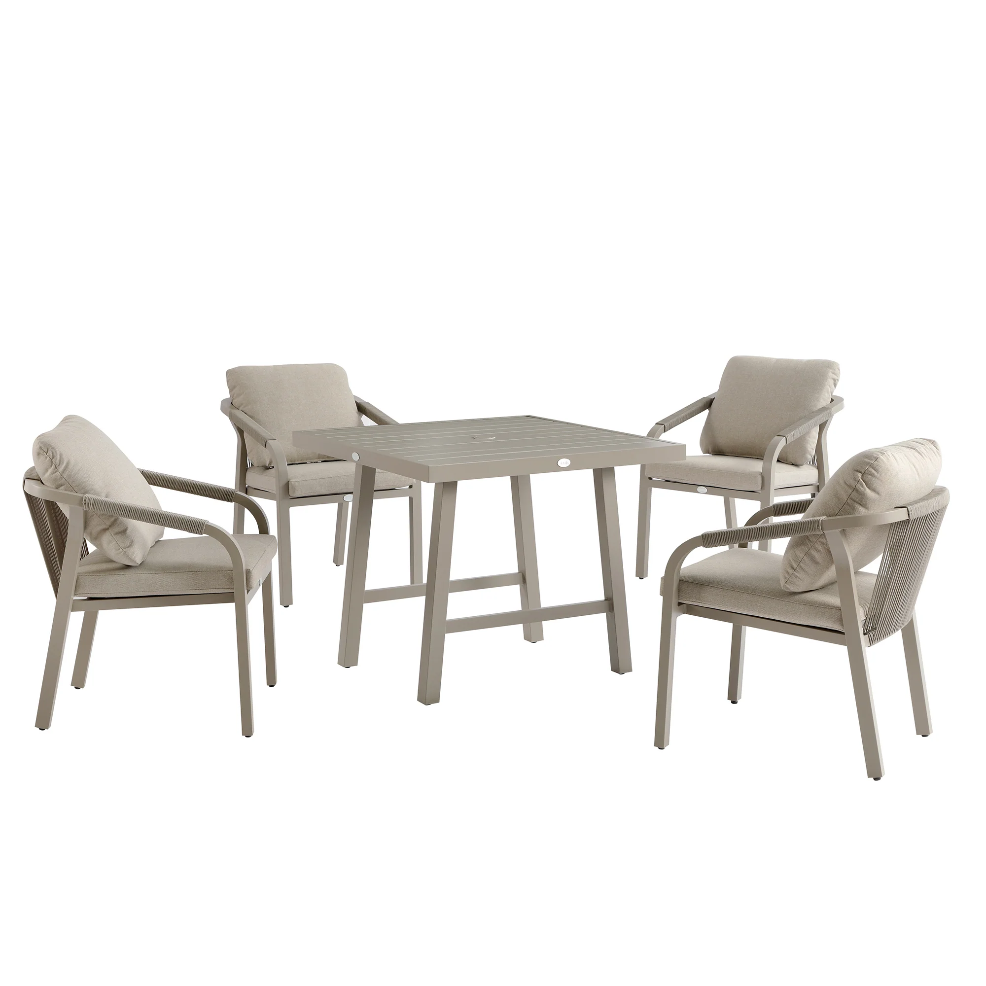 Manresa Rope 4-Seater Square Dining Set, Taupe and Beige - Image 11