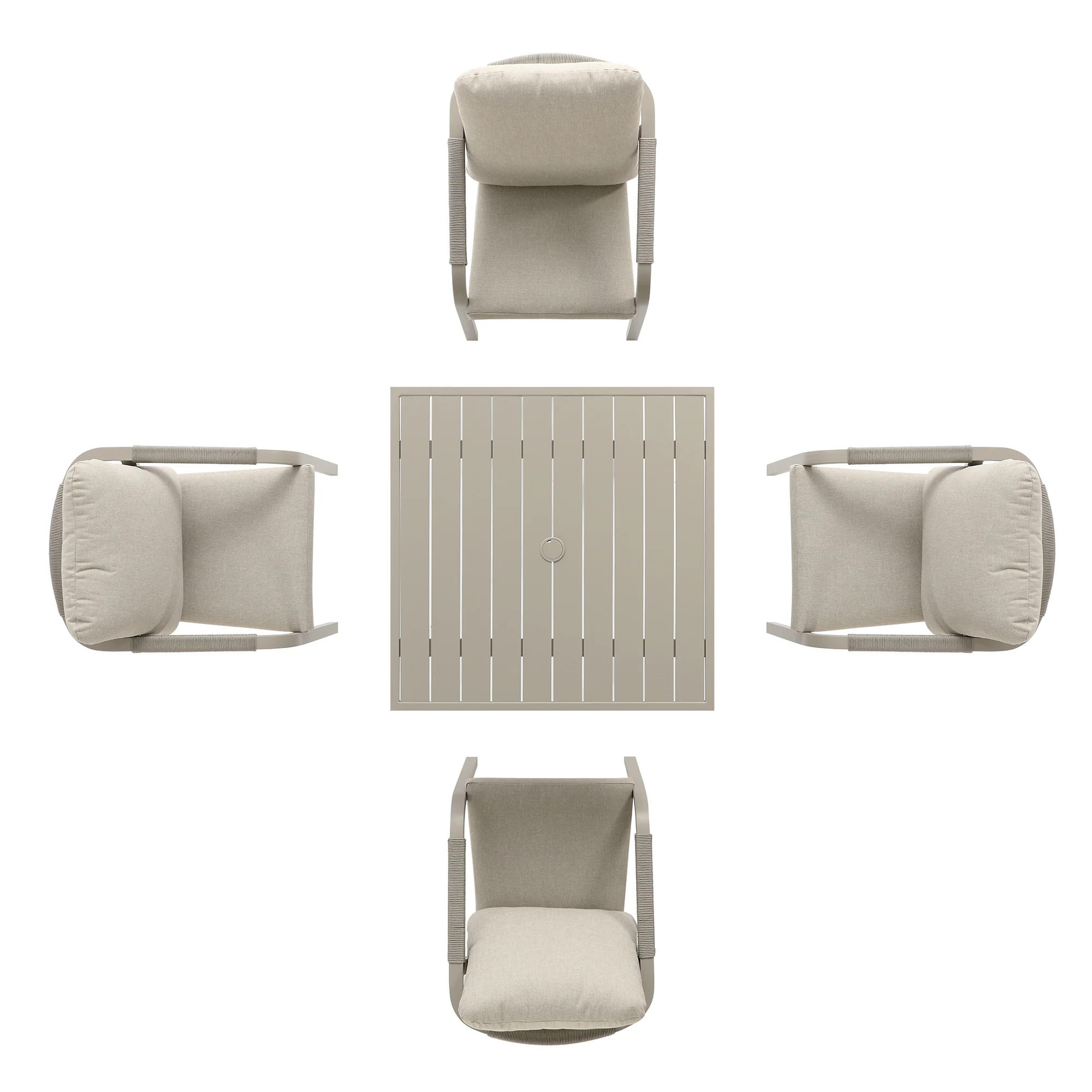 Manresa Rope 4-Seater Square Dining Set, Taupe and Beige - Image 14