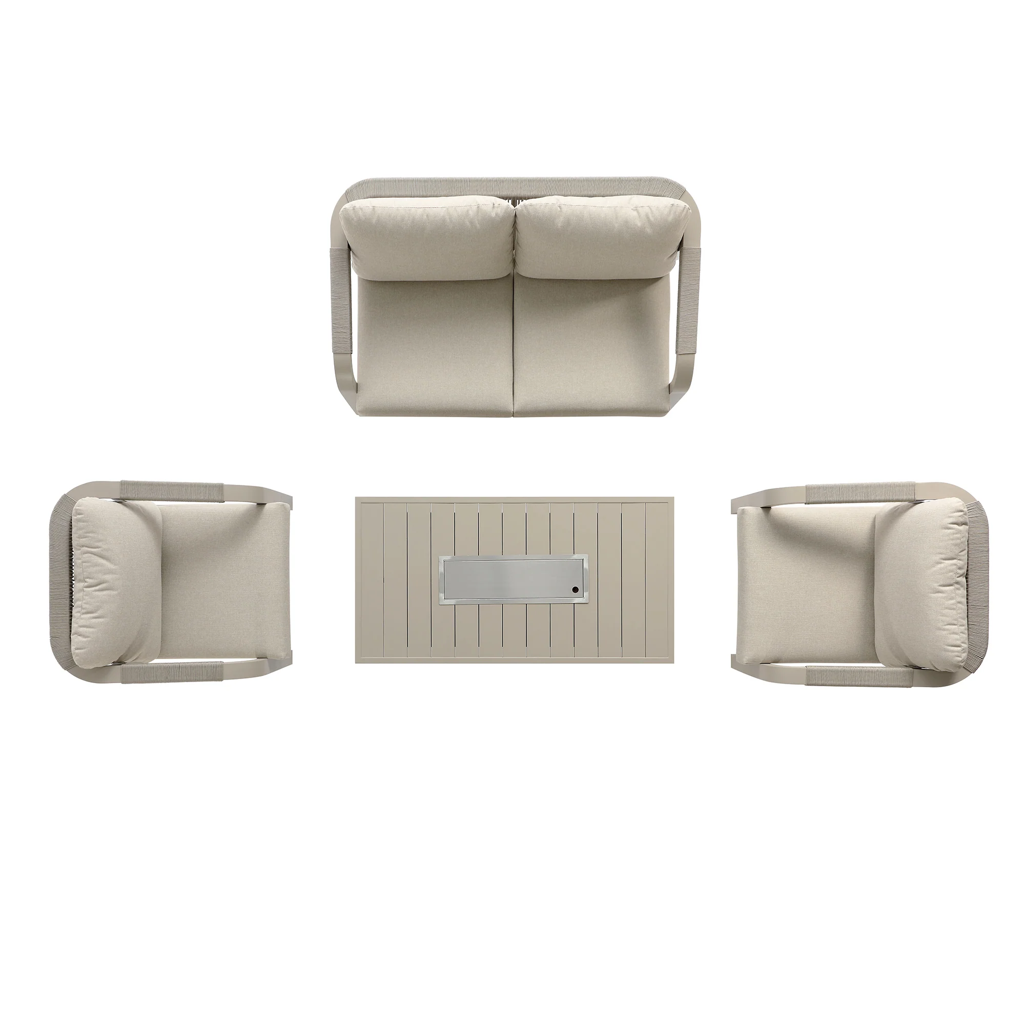 Manresa Rope 5-Seater Firepit Sofa Set, Taupe and Beige - Image 11