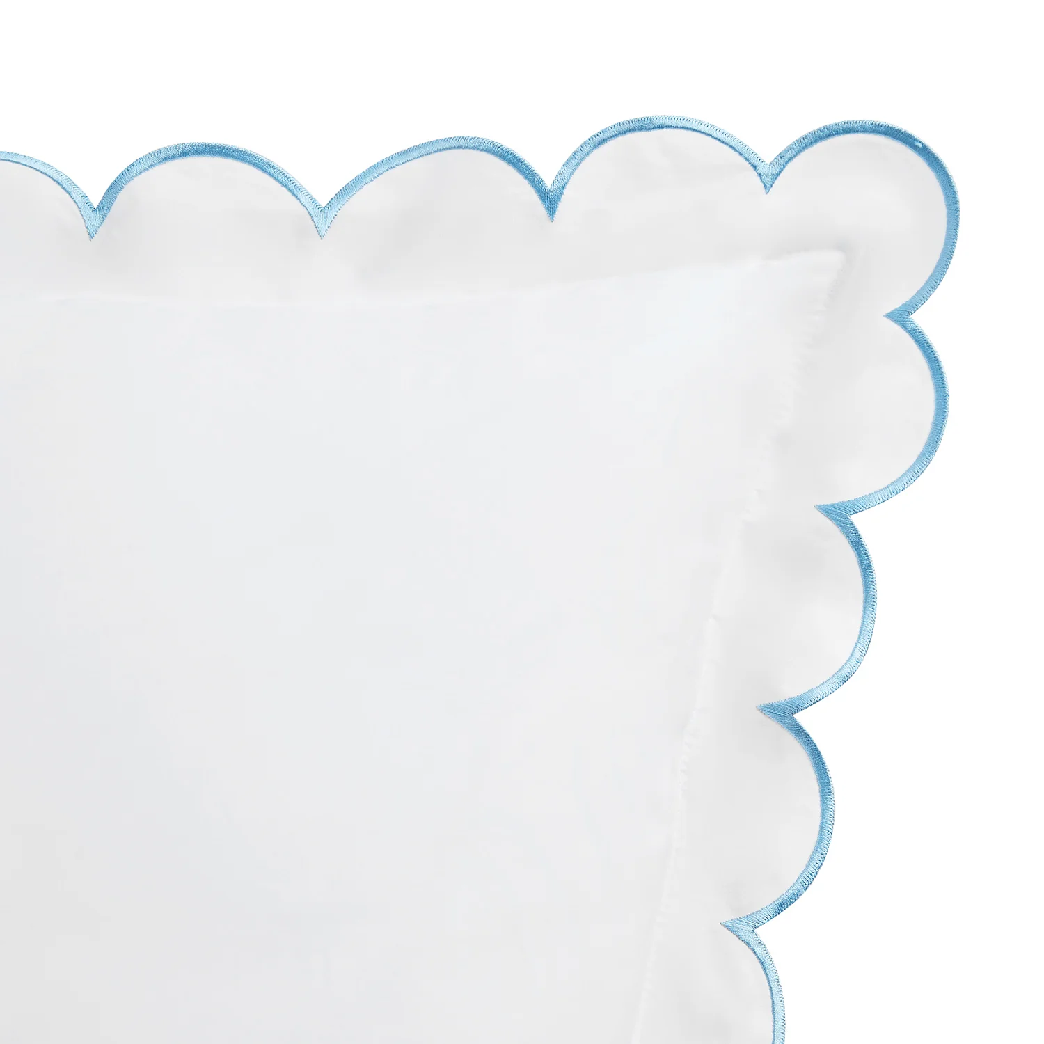 Margot Bluebell Blue Embroidered Scallop 300 Thread Count Cotton Percale Continental Square Pillowcases - Pair - Image 2