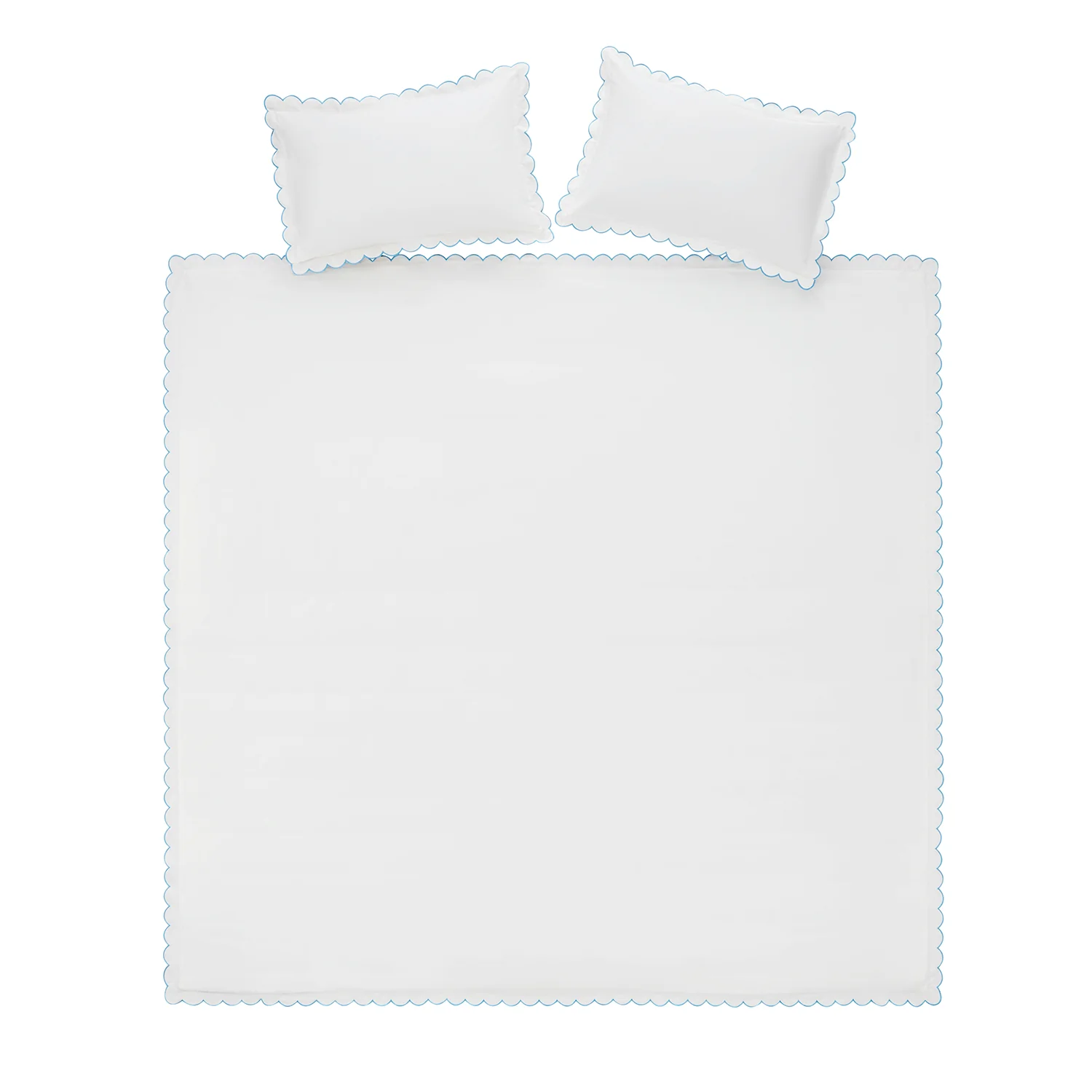 Margot Bluebell Blue Embroidered Scallop 300 Thread Count Cotton Percale Duvet Set - Image 3