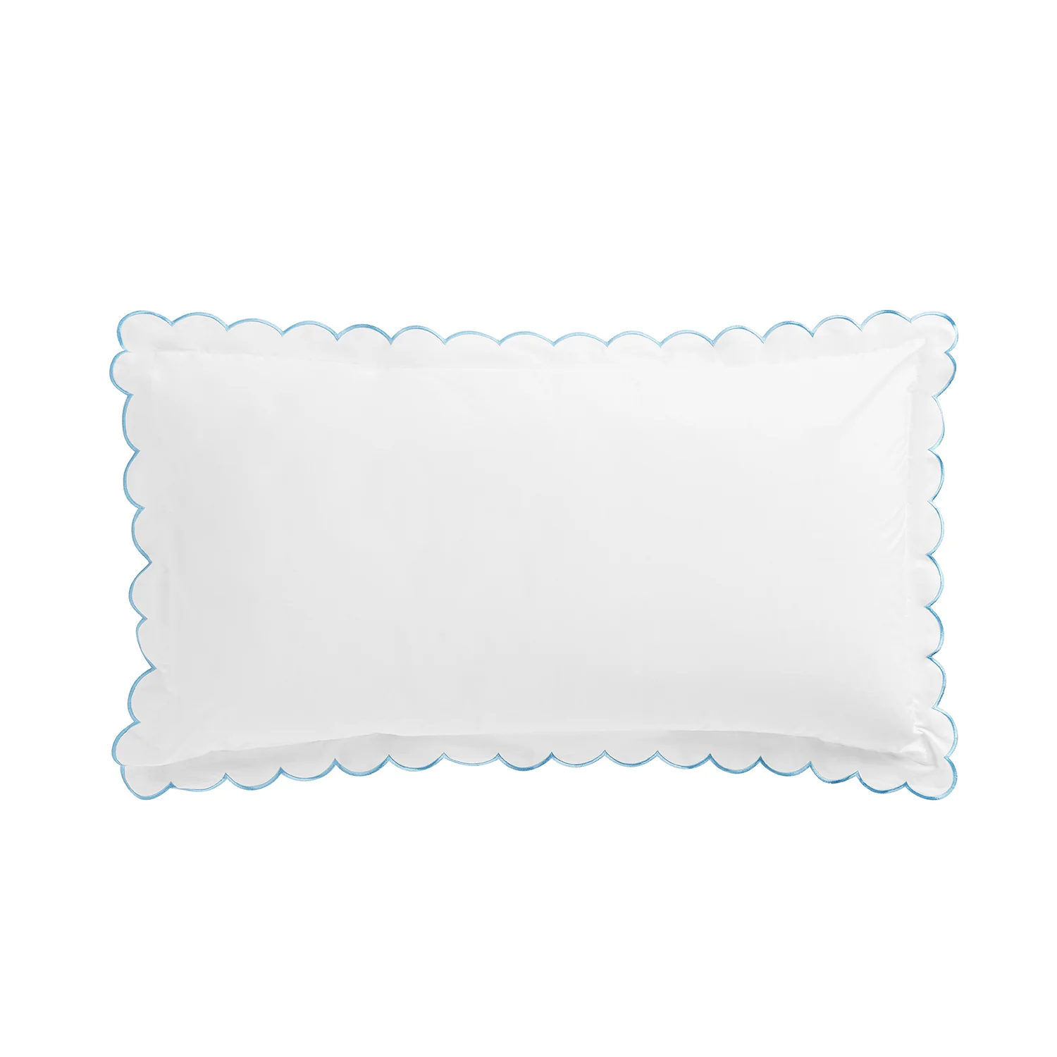 Margot Bluebell Blue Embroidered Scallop 300 Thread Count Cotton Percale Pillowcases - Pair - Image 3