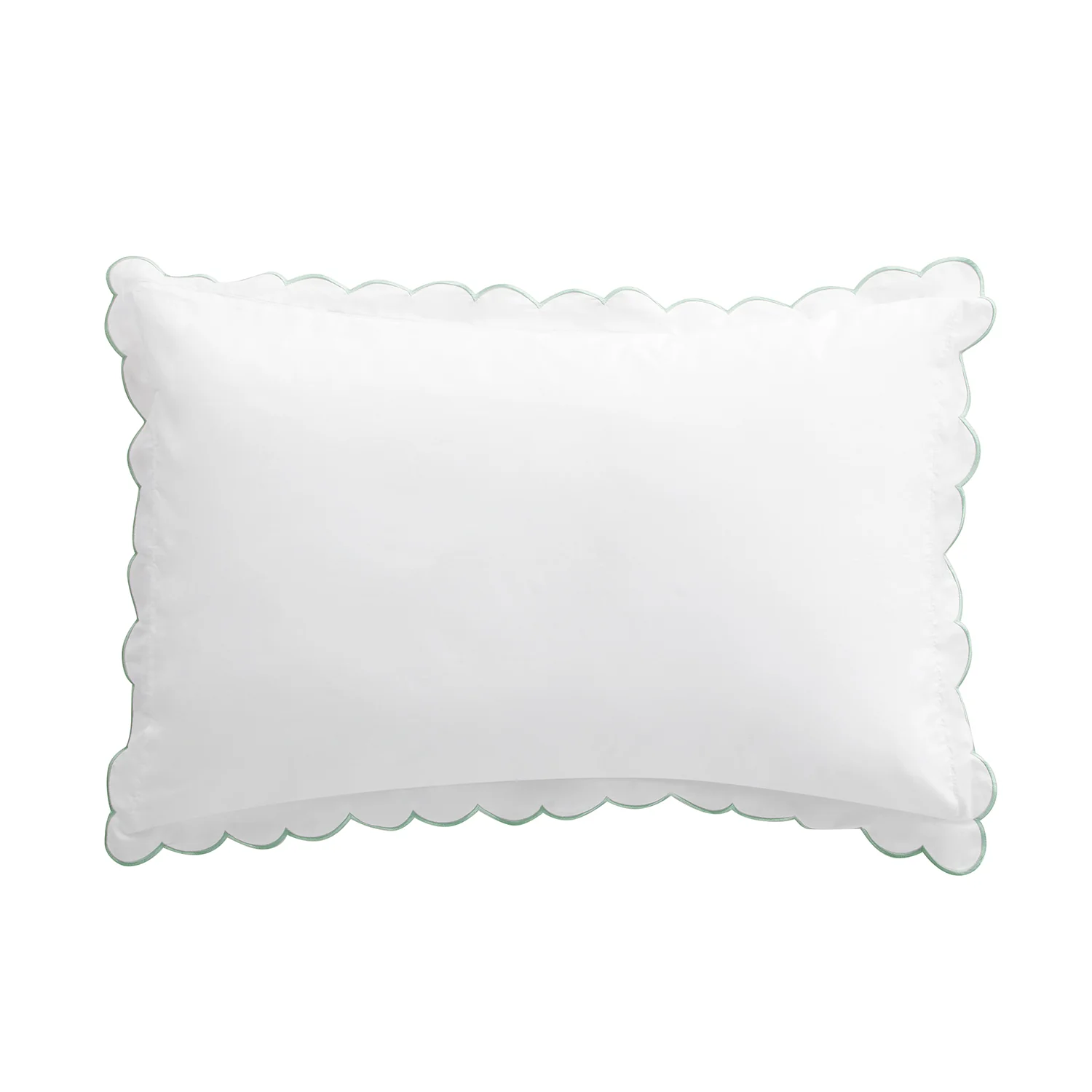 Margot Pistachio Green Embroidered Scallop 300 Thread Count Cotton Percale Pillowcases - Pair - Image 7