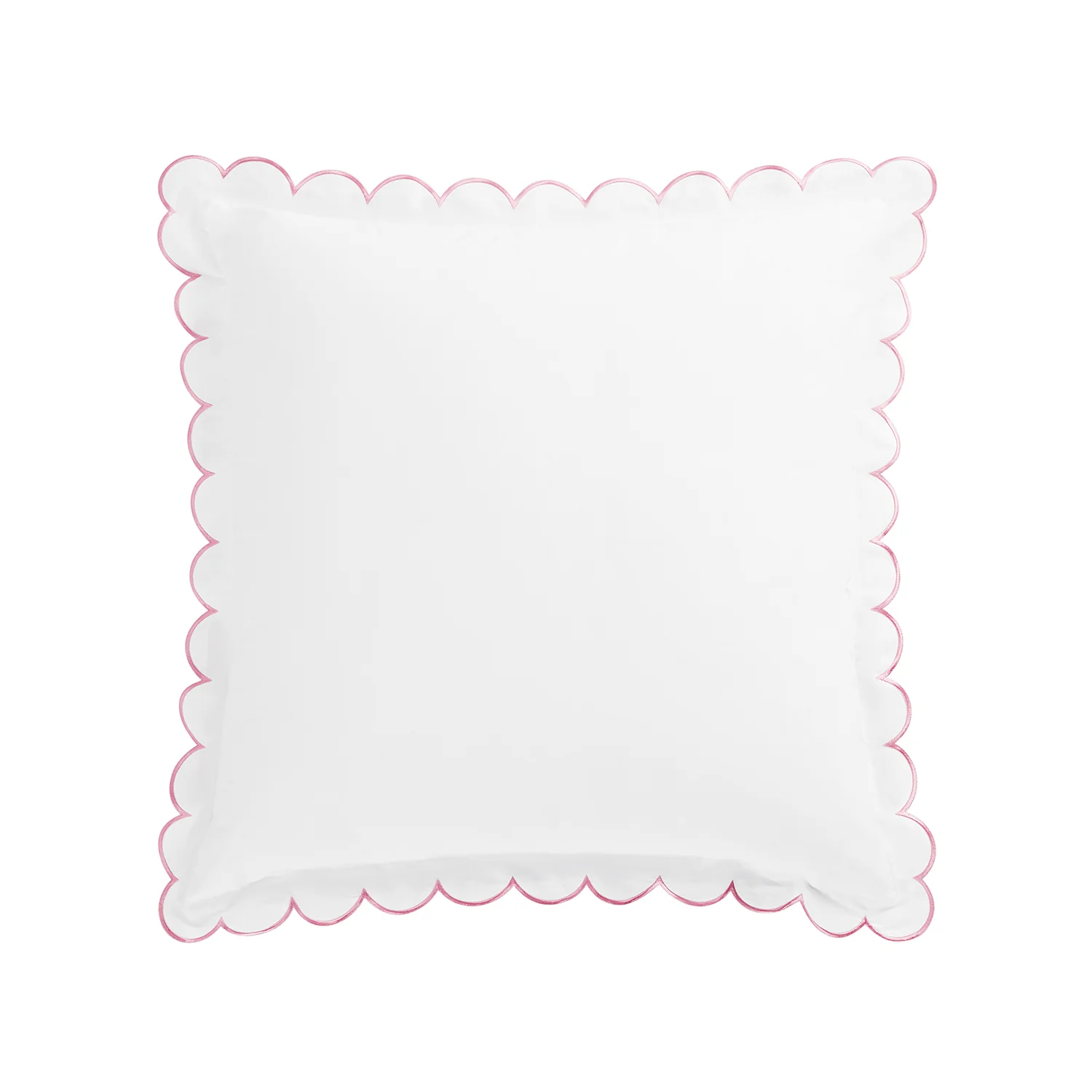 Margot Rose Pink Embroidered Scallop 300 Thread Count Cotton Percale Continental Square Pillowcases - Pair - Image 4
