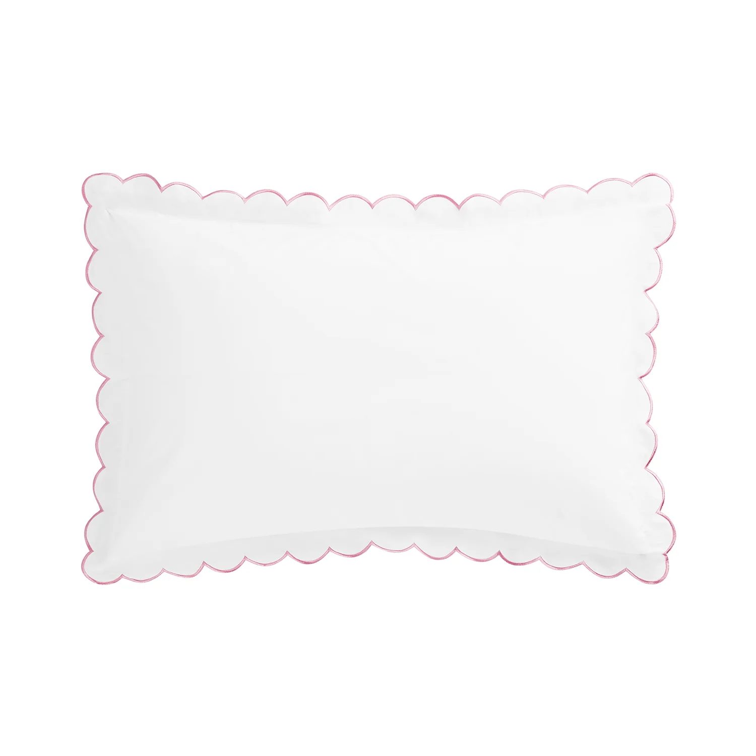 Margot Rose Pink Embroidered Scallop 300 Thread Count Cotton Percale Pillowcases - Pair - Image 6
