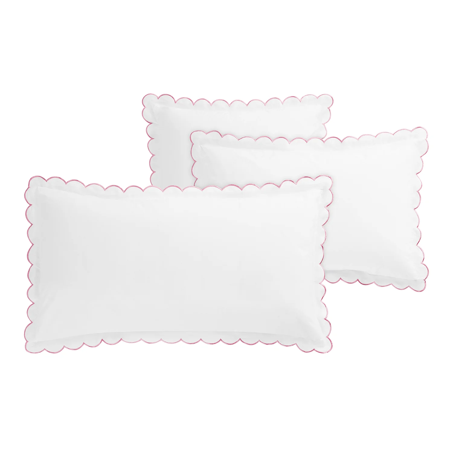 Margot Rose Pink Embroidered Scallop 300 Thread Count Cotton Percale Pillowcases - Pair - Image 7