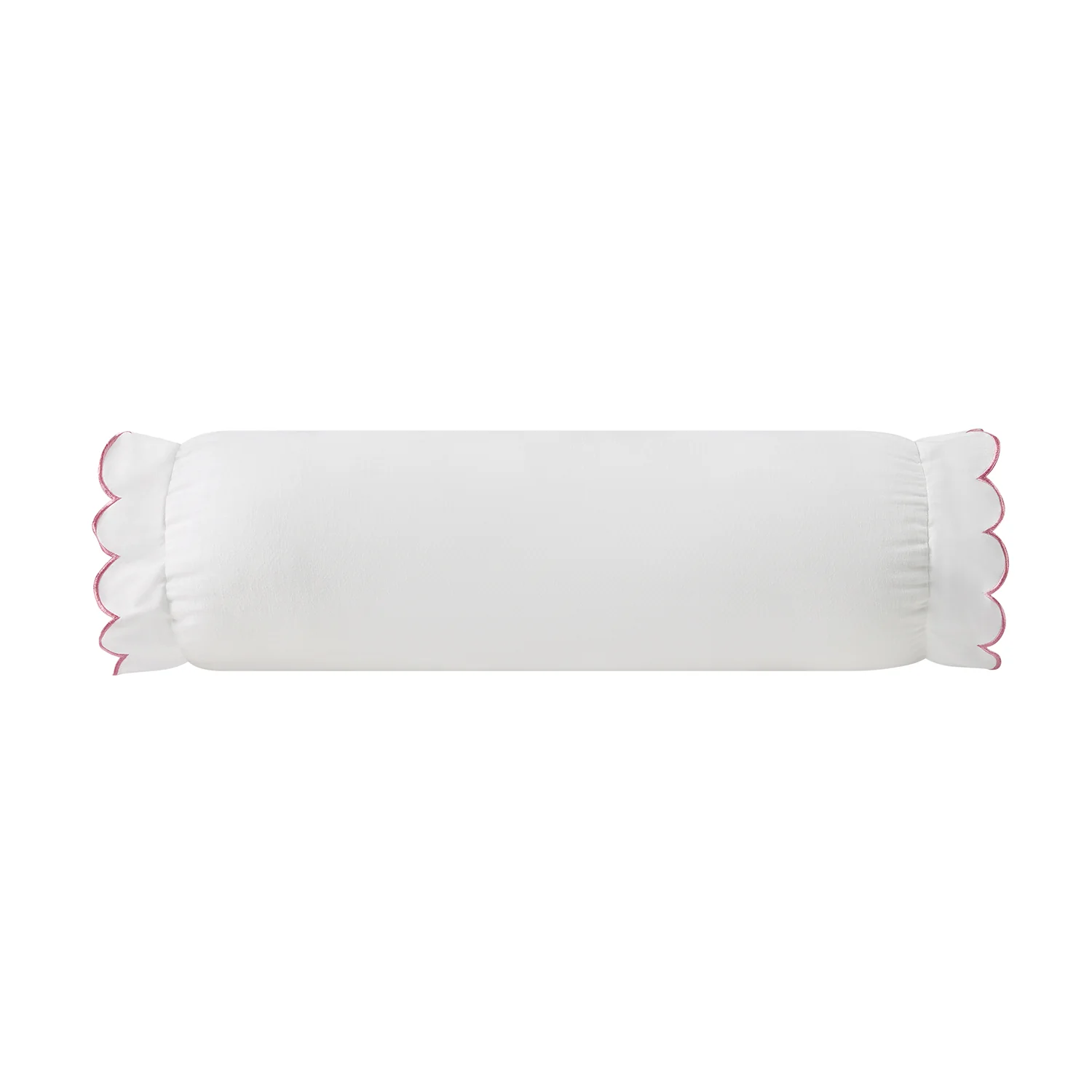 Margot Rose Pink Scallop Linen Blend Bolster Cushion - Image 2