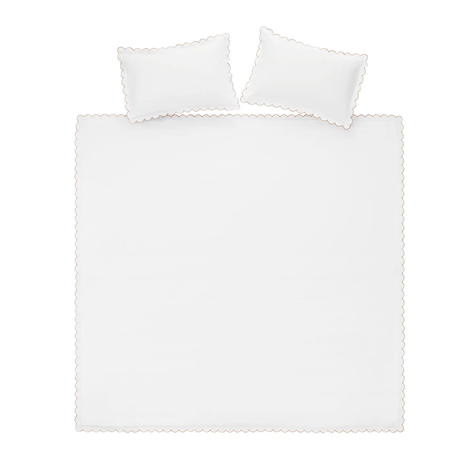 Margot Taupe Embroidered Scallop 300 Thread Count Cotton Percale Duvet Set - Image 3